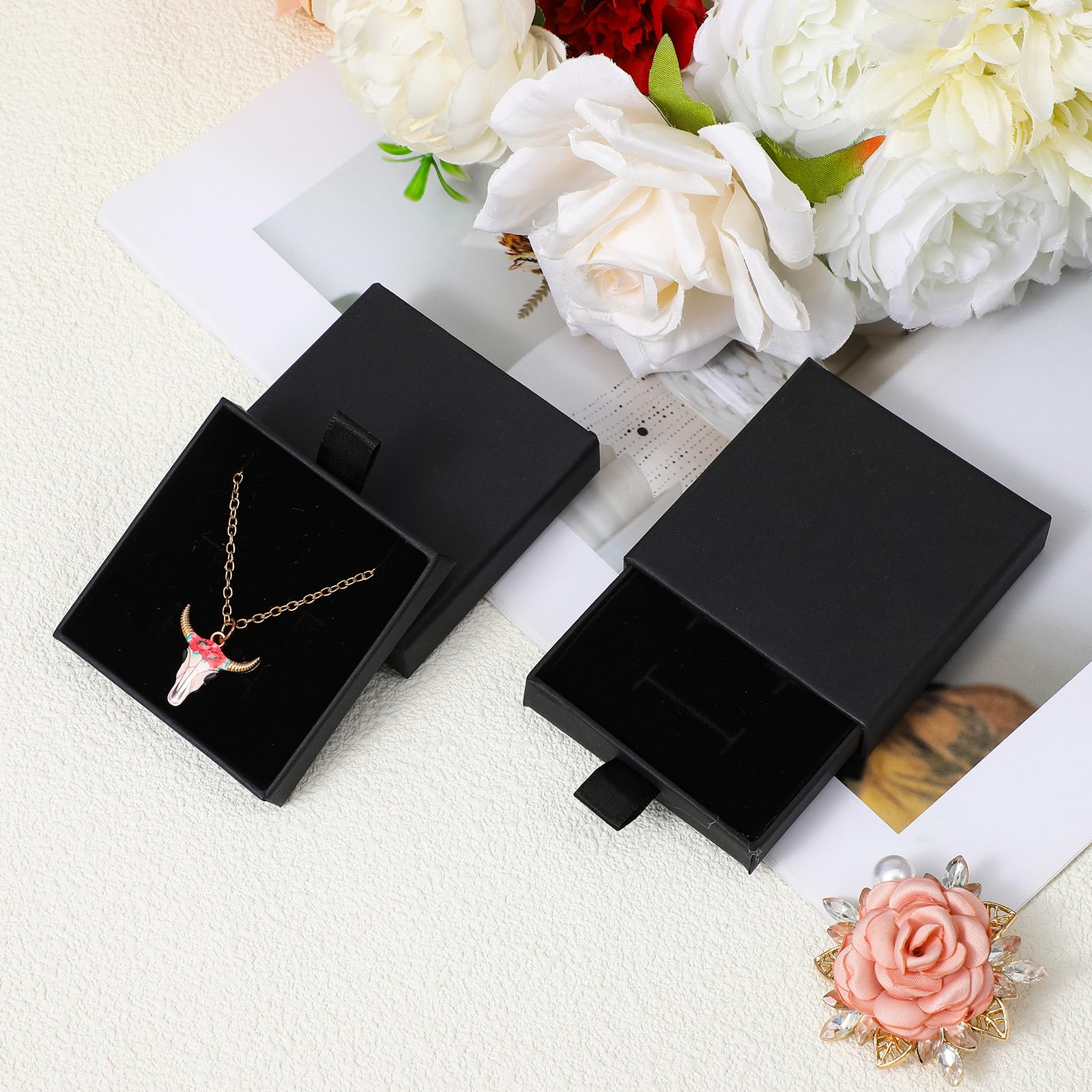 Ymapinc Jewelry Gift Box, 3 Pack 2.76x2.76x0.68in Bracelets/Earrings/Necklace Box, Small Jewelry Gifts Boxes (Black)