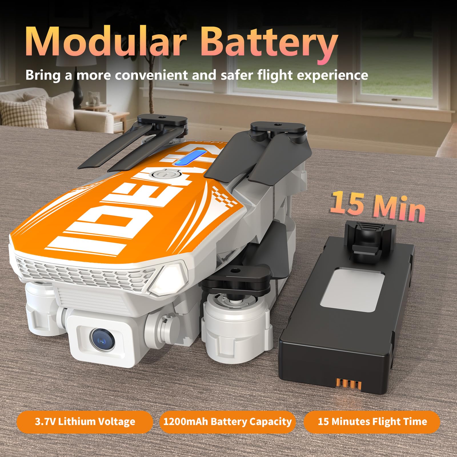 LE-IDEA Pieghevole Drone con Telecamera 1080P per Adulti, IDEA12 Mini Drone con Doppia Telecamera, Posizionamento Flusso Ottico, Modalità Senza Testa, RC Quadcopter per Principianti Adulti (Arancione)