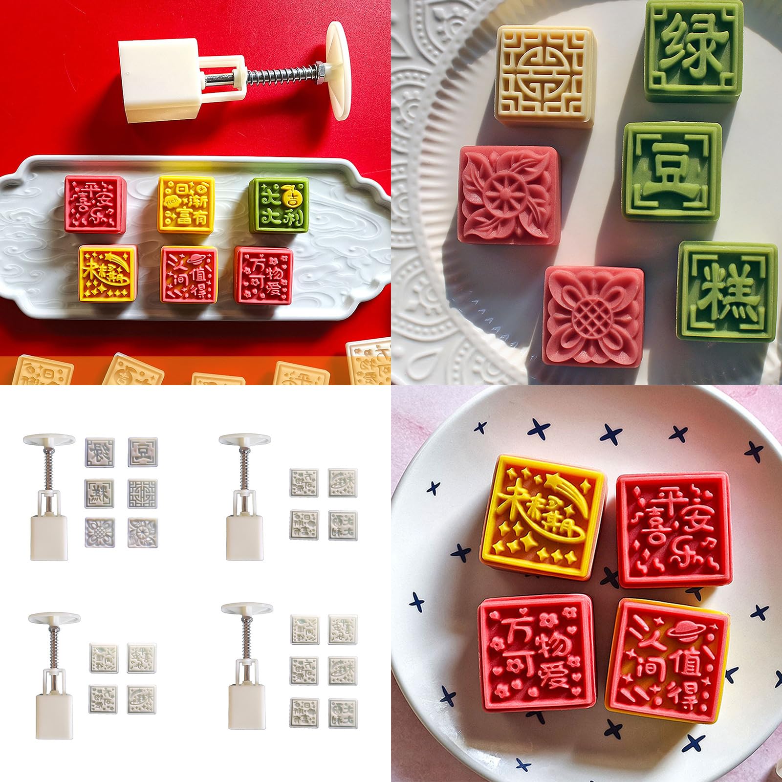 Cookie Stamp 3D Square Dessert Molds Hand Pressure Dessert Maker Bakings Tool for MidAutumn Festival Enduring