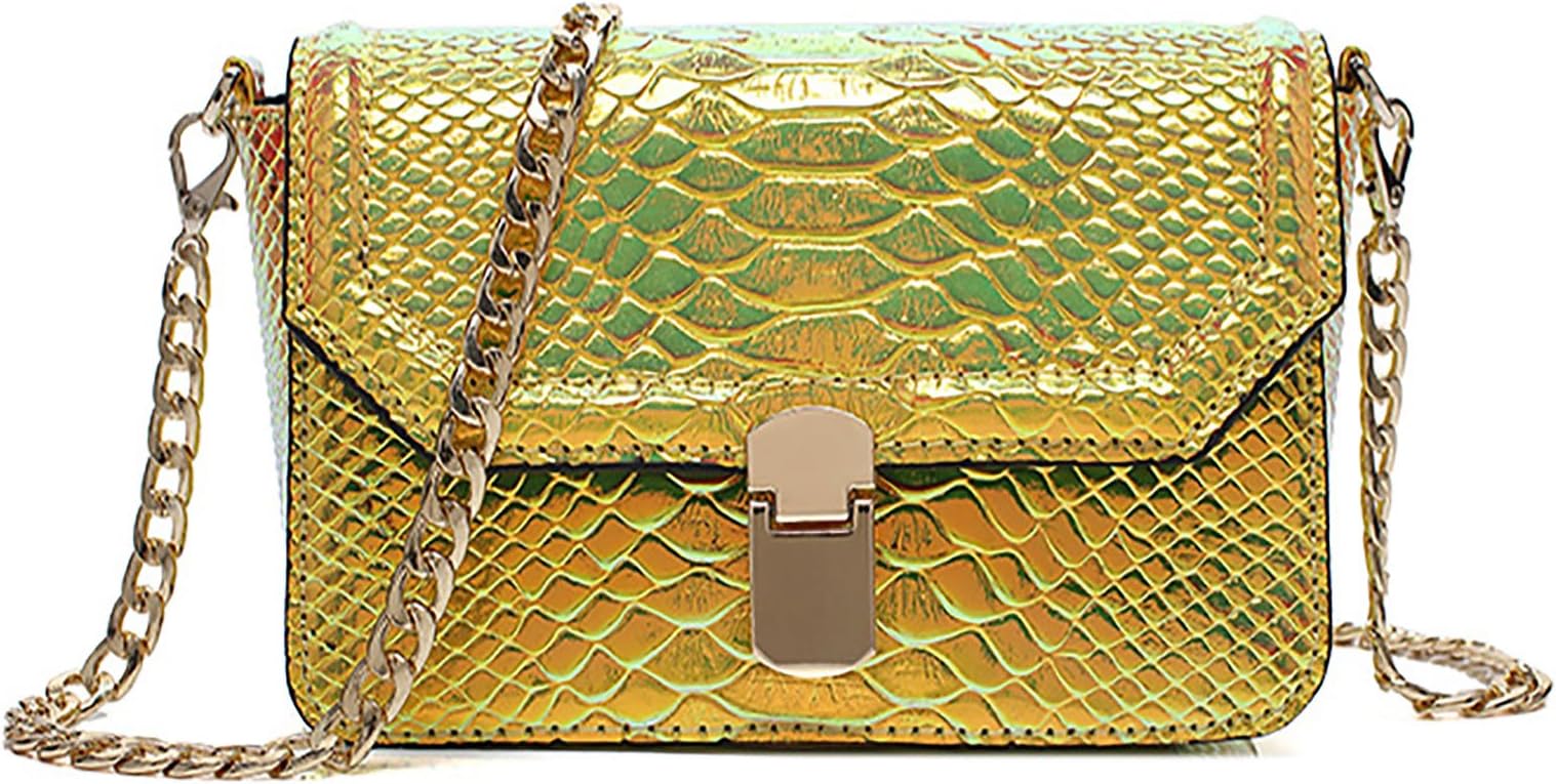 Holographic Snakeskin Crossbody Bag Shoulder Bag Women's Hologram Leather Purse