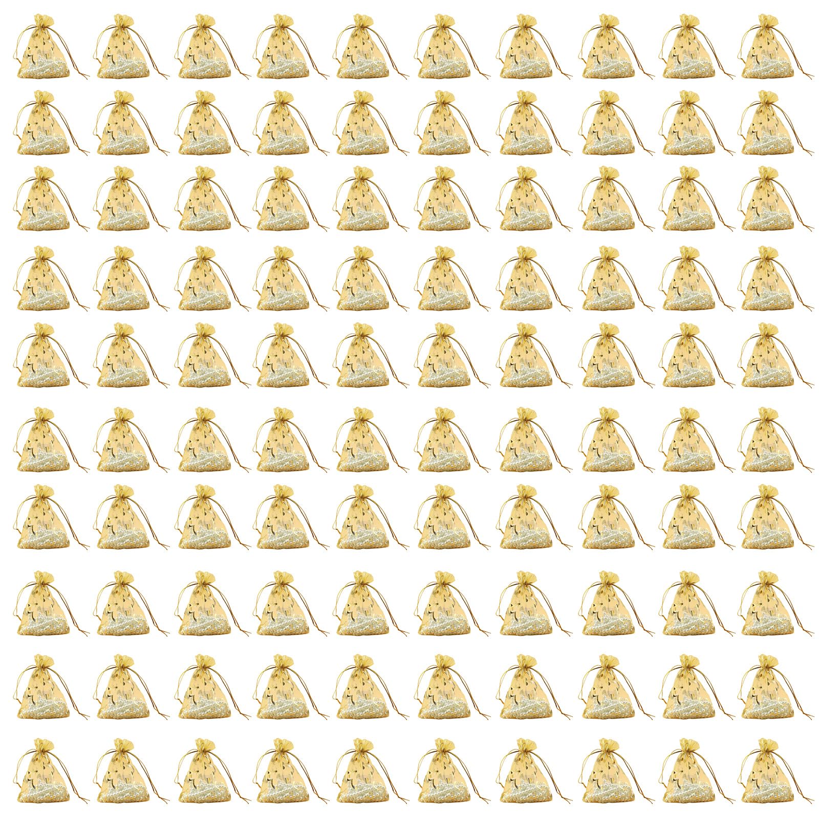 Tsophreniq Gold 100Pcs Heart Organza Favor Gift Bags 4X6inch Drawstring Pouches Great For Jewelry Storage And Event Giveaways Organza Gift Bags