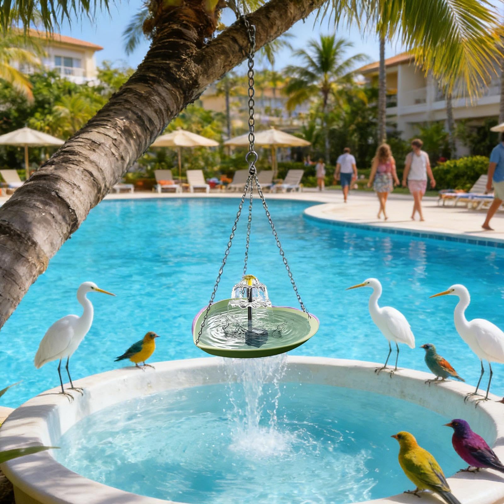 Baignoires pour oiseaux d'extérieur Forme cœur, résistant aux intempéries | Pompe de Fontaine Solaire pour Bassin Pour moineaux, perruches, inséparables, conures, calopsittes, pinsons, jardins, ba