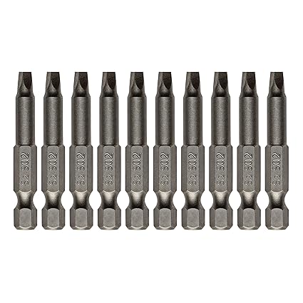 VESTTIO Square Head SQ2 Screwdriver Bit Set 10PCS 1/4 Inch Hex Shank 2 Inch/50 mm Length S2 Steel with Magnetic for Power Screwdriver Drill Impact Driver