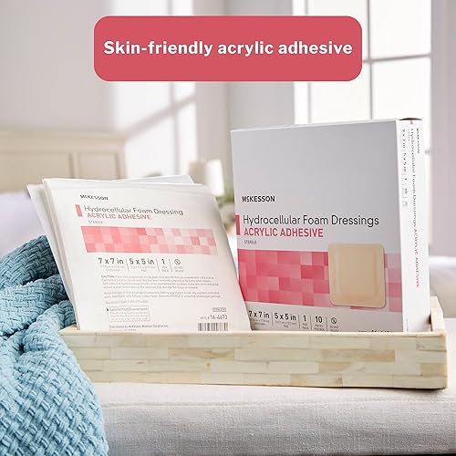 Miniatura 3 de McKesson Apósito de espuma hidrocelular con adhesivo acrílico, vendaje de primeros auxilios, suministros absorbentes para el cuidado de heridas, 7 x