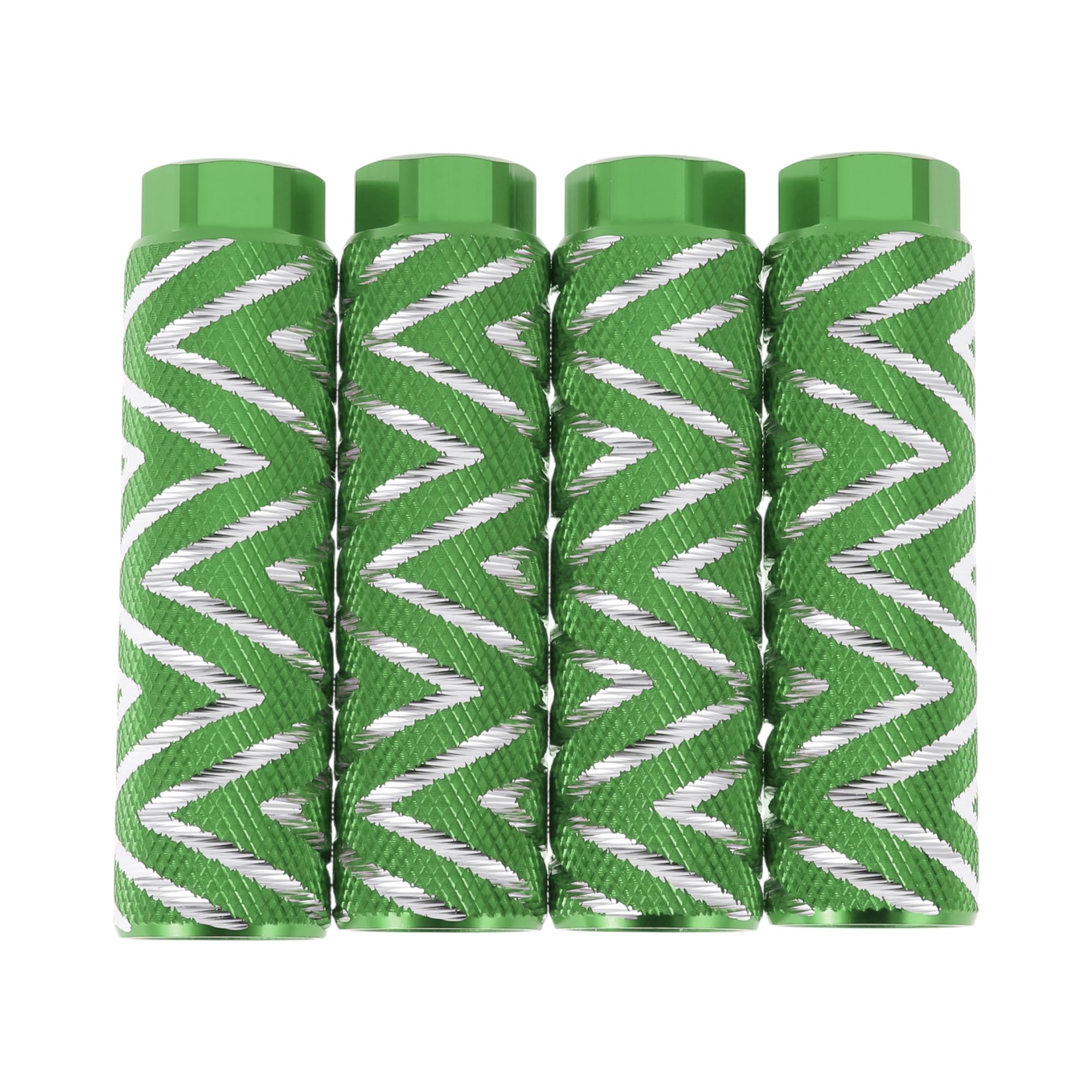 Partuto 4 Pcs Aluminum Alloy Anti-Skid Bike Pegs 100mm Length Wave Texture Bicycle Backseats Stands Cycling Foot Pegs 3/8 Inch Axles Green