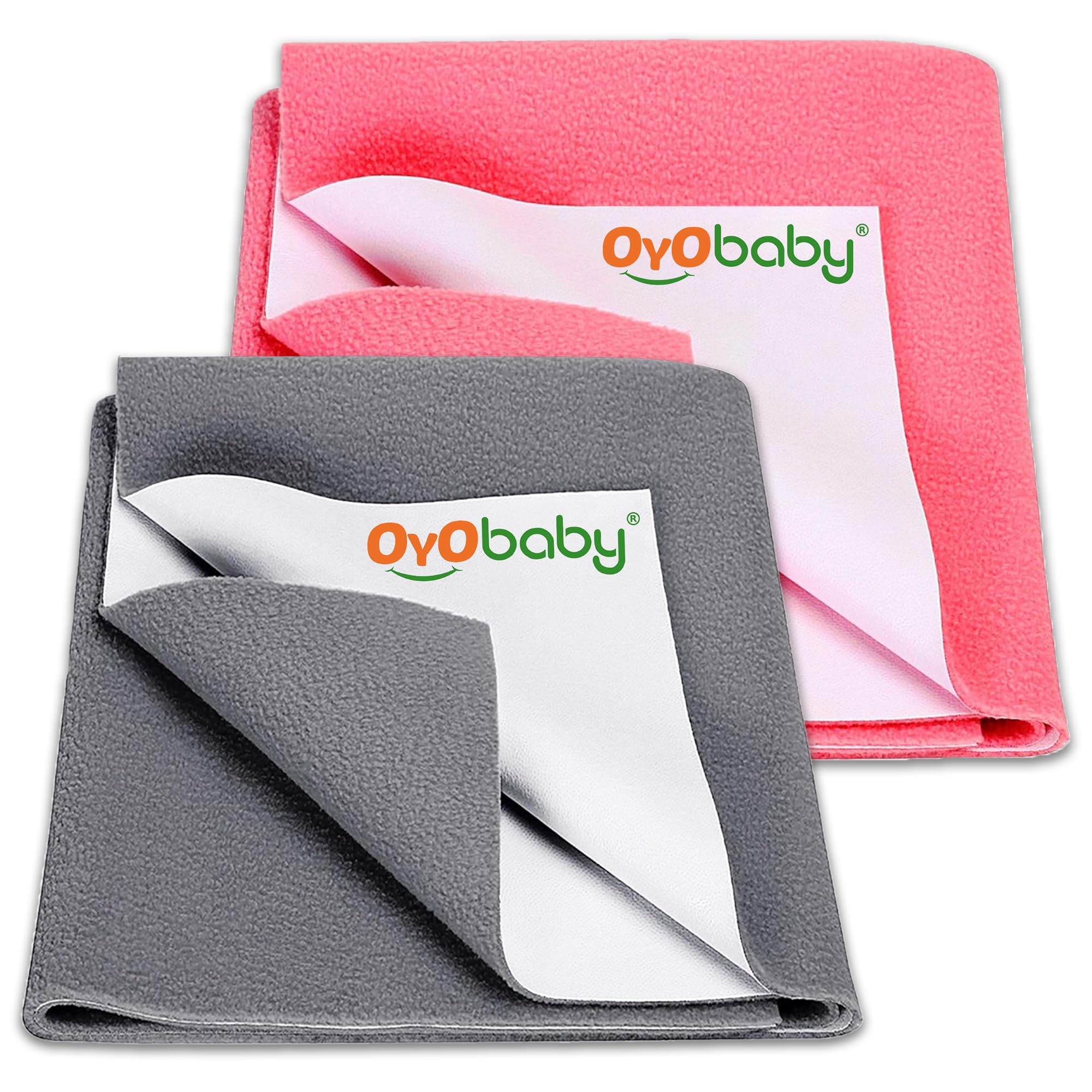 Extra Absorbent Waterproof Baby Dry Sheet | Quick Dry Sheet for New Born Baby Bed Protector, Soft & Breathable Rubber Sheet for Bed (Grey + Salmon Rose, Small Combo 2)