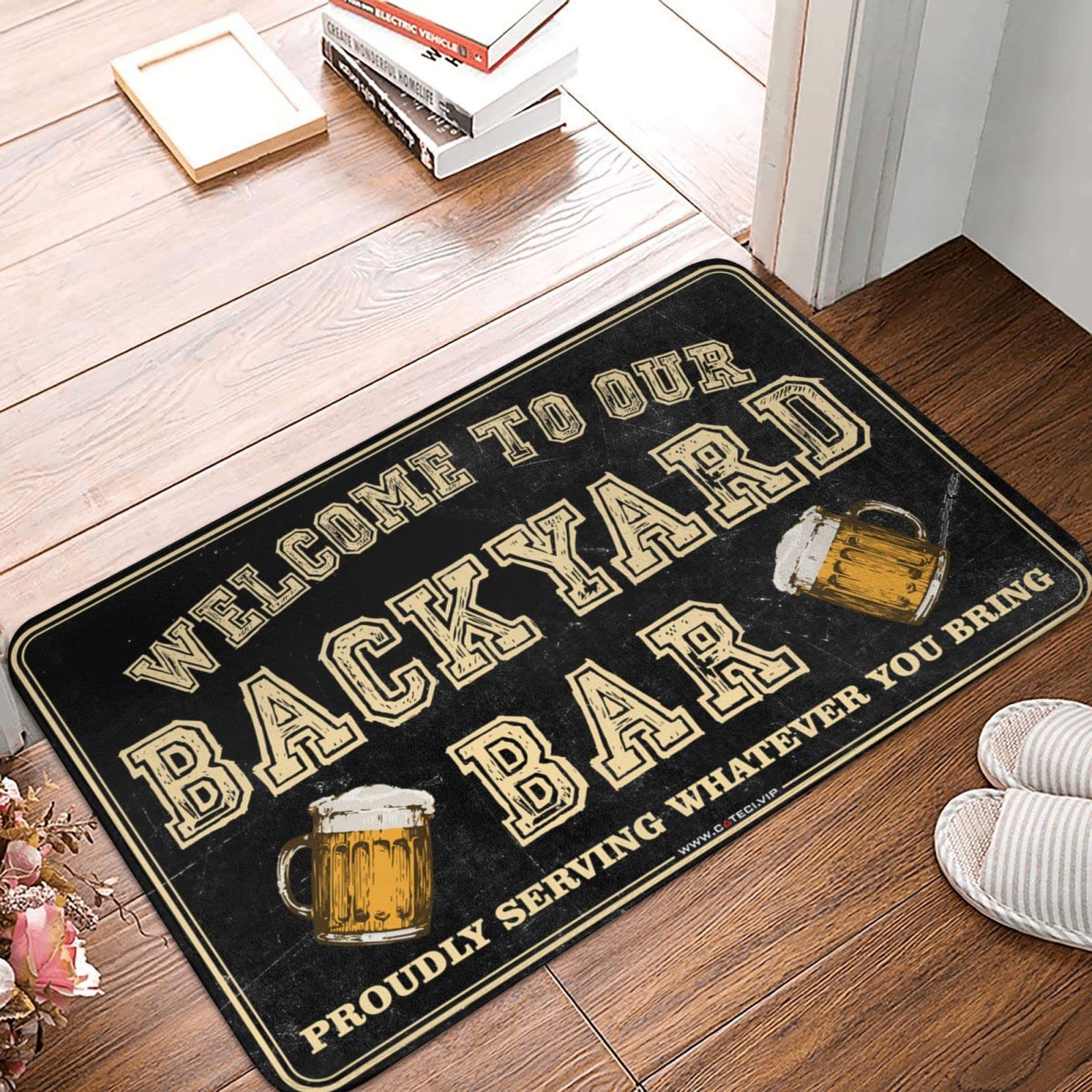 Tapis de bar de jardin et paillasson d'entrée Bienvenue, tapis antidérapant caoutchouc