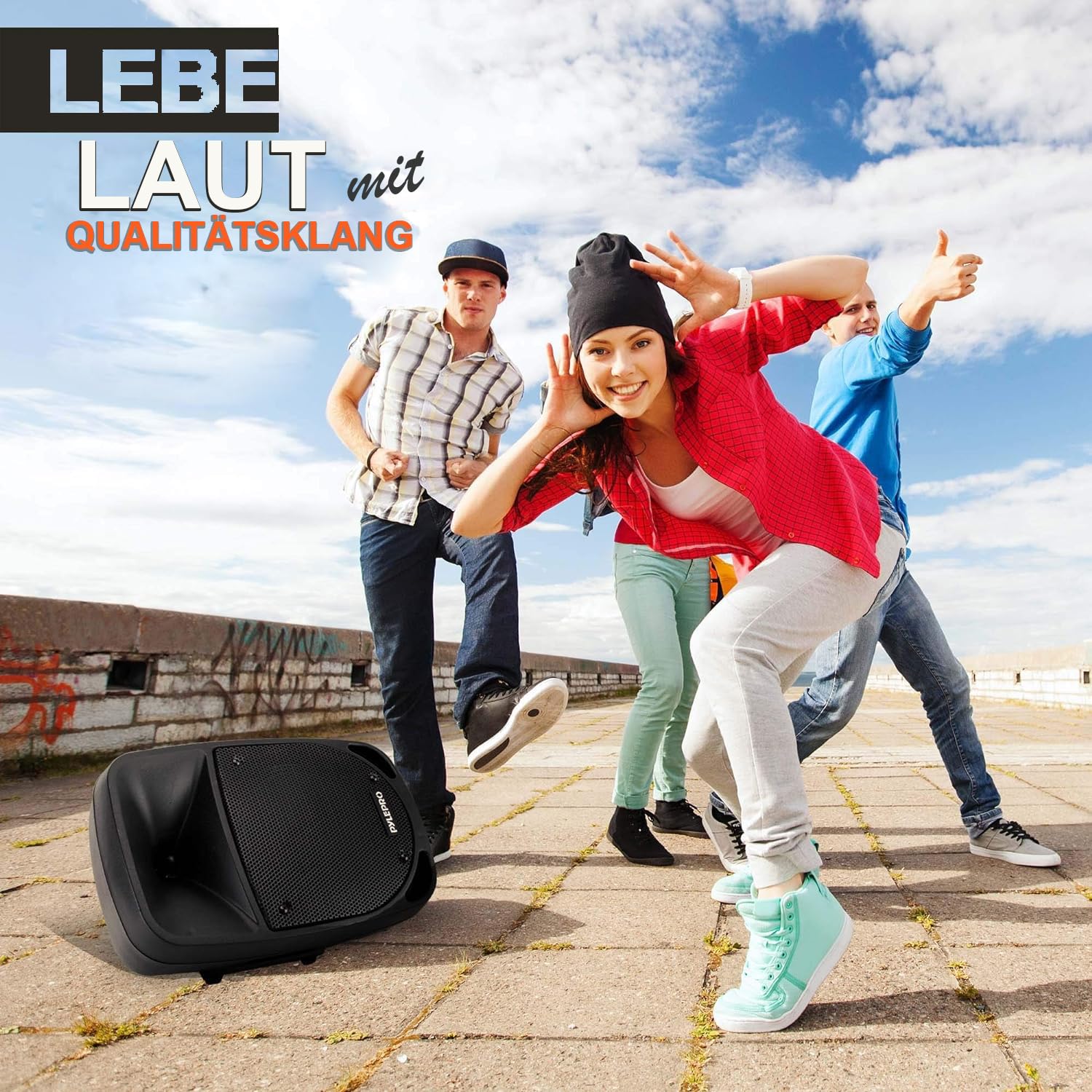 Pyle PA Musikbox, Partybox, Tragbare Karaoke Maschine mit Mikrofon, Party Lautsprecher mit Bluetooth, Sound Anlage 8'' Subwoofer, PA Anlage Komplettset, Karaoke Set LED-Akku-Anzeige, MP3/USB/SD, 800W