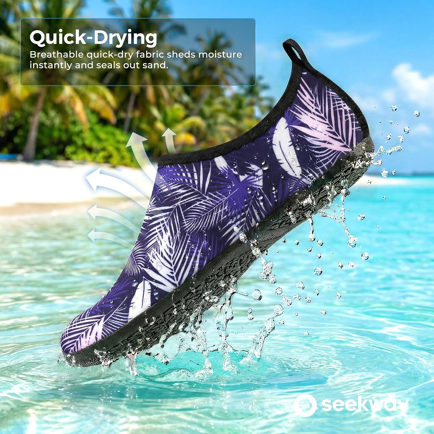 SEEKWAY Water Shoes Women Men Adult Quick-Dry Aqua Socks Barefoot Non Slip for Beach Swim River Pool Lake surf Black SK002(U) thumbnail