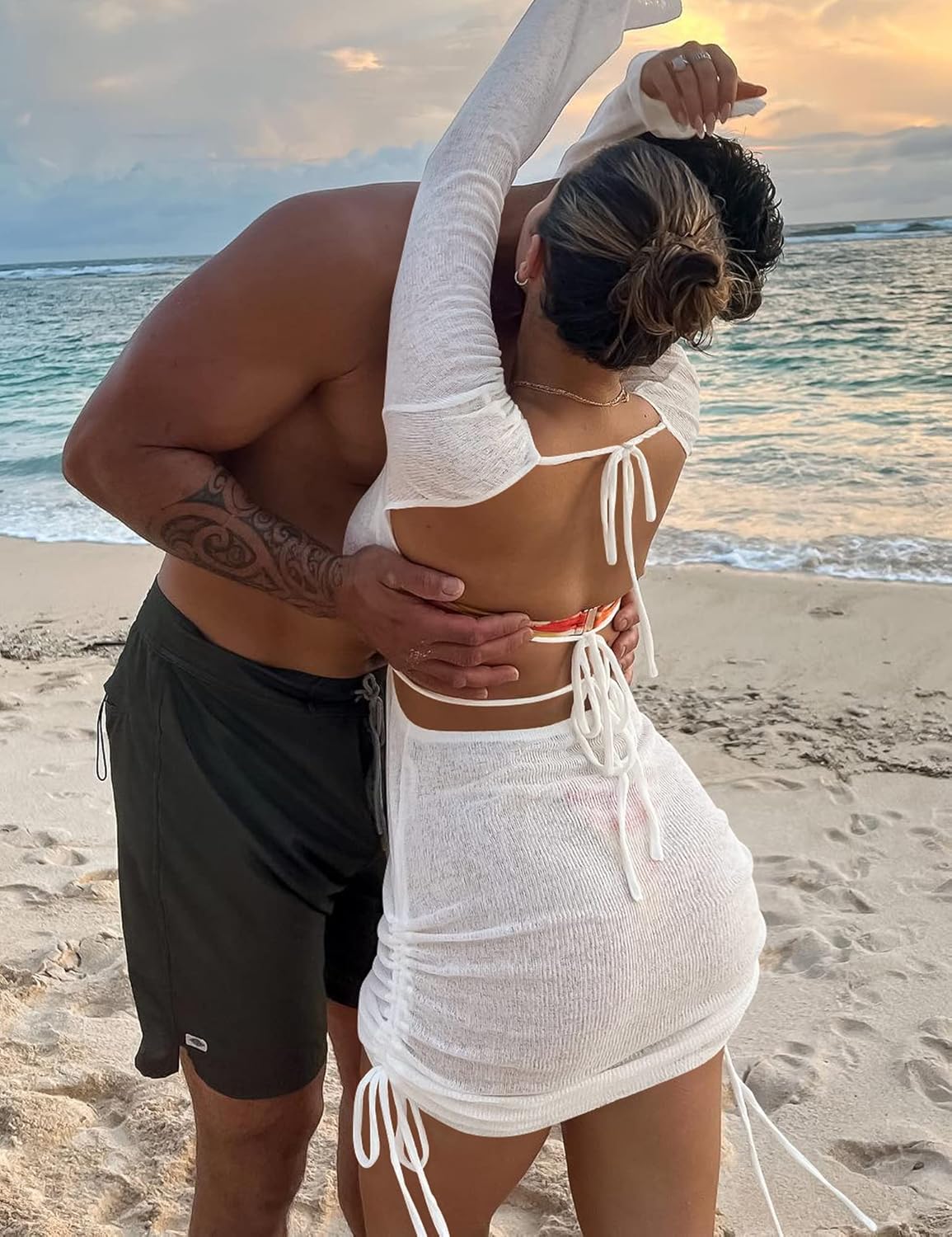 Kaximil Women's Swimsuit Coverup Long Sleeve Sexy Beach Bathing Suit Cover Ups Mini Dress Swimwear - Image 6