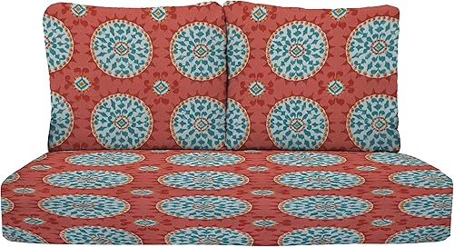 RSH Décor - Juego de cojines de asiento profundo para interiores y exteriores, asiento de 1-46 x 26 x 5 pulgadas y respaldos de 2-25 x 21 pulgadas,