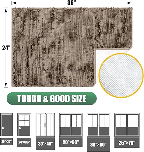 Miniatura 2 de IM HOME Tapete de felpilla duradero absorbente para exteriores, de 36 x 60 pulgadas, lavable y fangoso, tapete antideslizante para interiores,