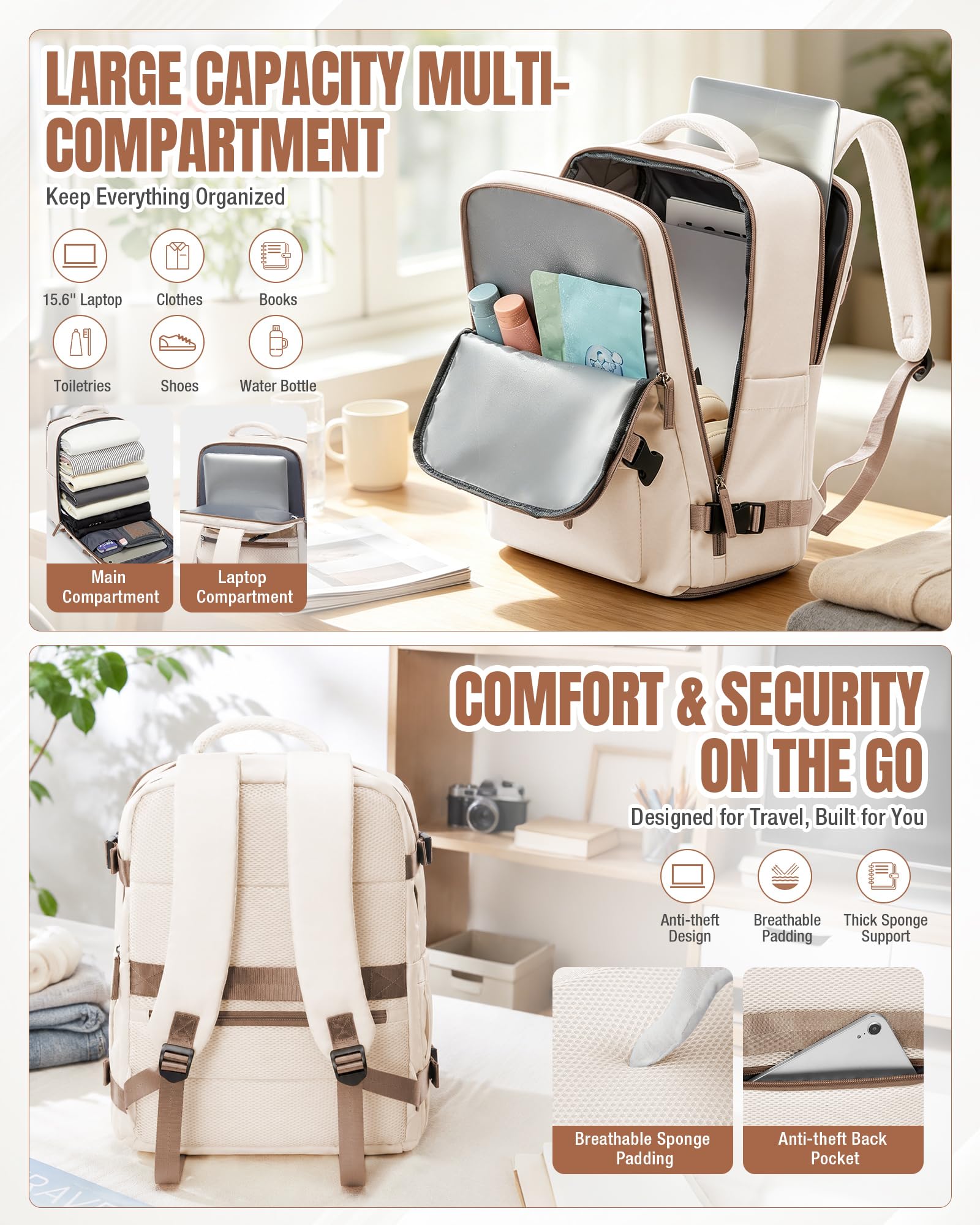 BJLFS Mochila Viaje al Vacio con Bomba Mochila Viaje Cabina Avion 40x30x20 Ryanair Mujer Equipaje de Mano 40x30x20 Wizzair Vueling Easyjet Bolsa de Viaje Hombre Mochilas para Computadoras portátiles
