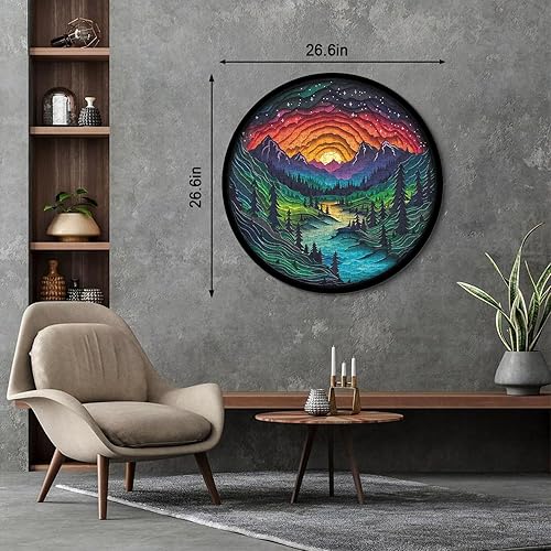 Miniatura 3 de Rompecabezas de bosque mágico para adultos de 1000 piezas, árbol redondo de naturaleza, montaña, río, puesta de sol, paisaje, rompecabezas de arte