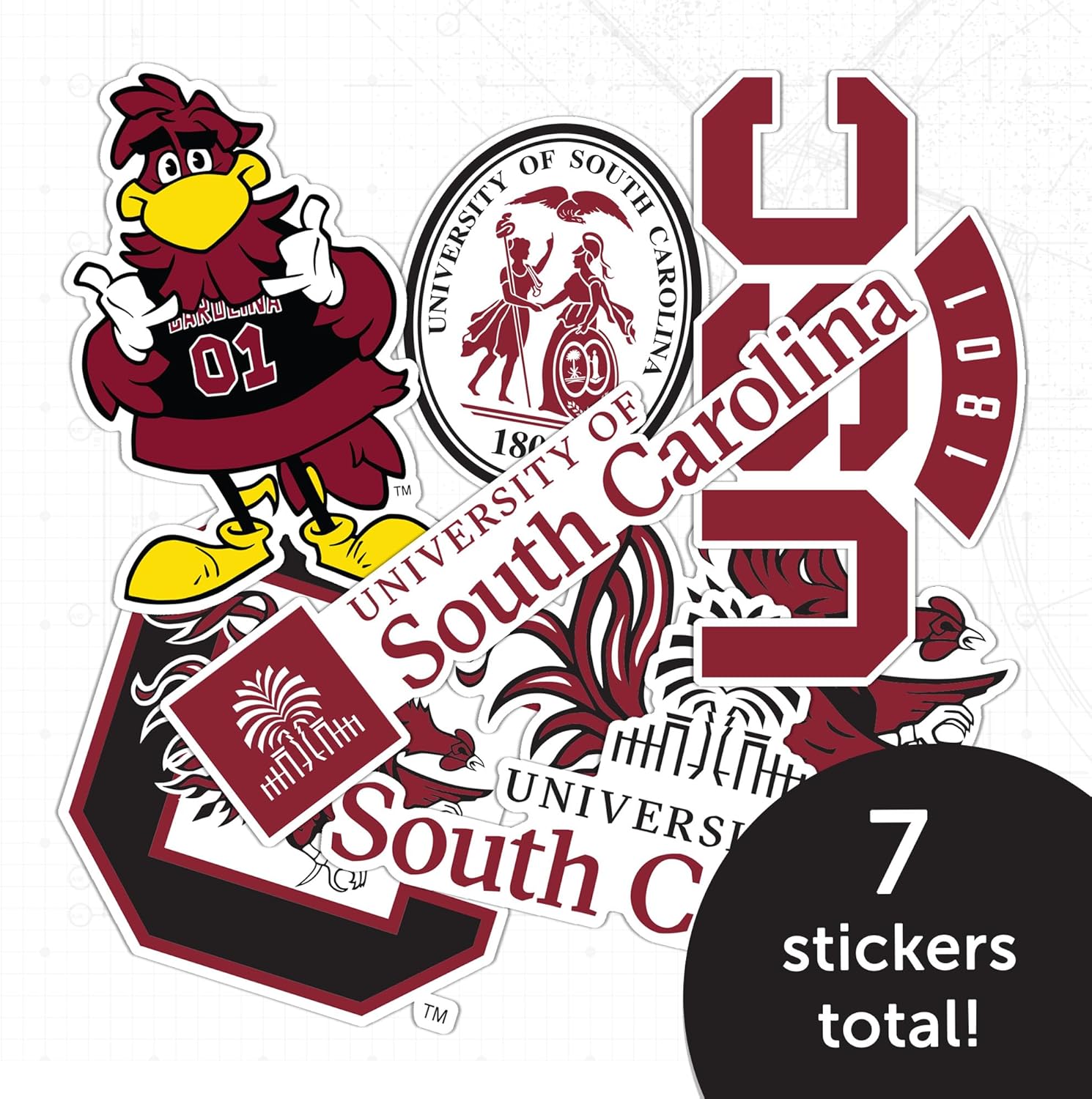 Desert Cactus University of South Carolina Gamecocks USC Cocky Sticker Vinyl Decals Laptop Water Bottle Car Scrapbook Sheet T2 (Type 2-3) - Image 5