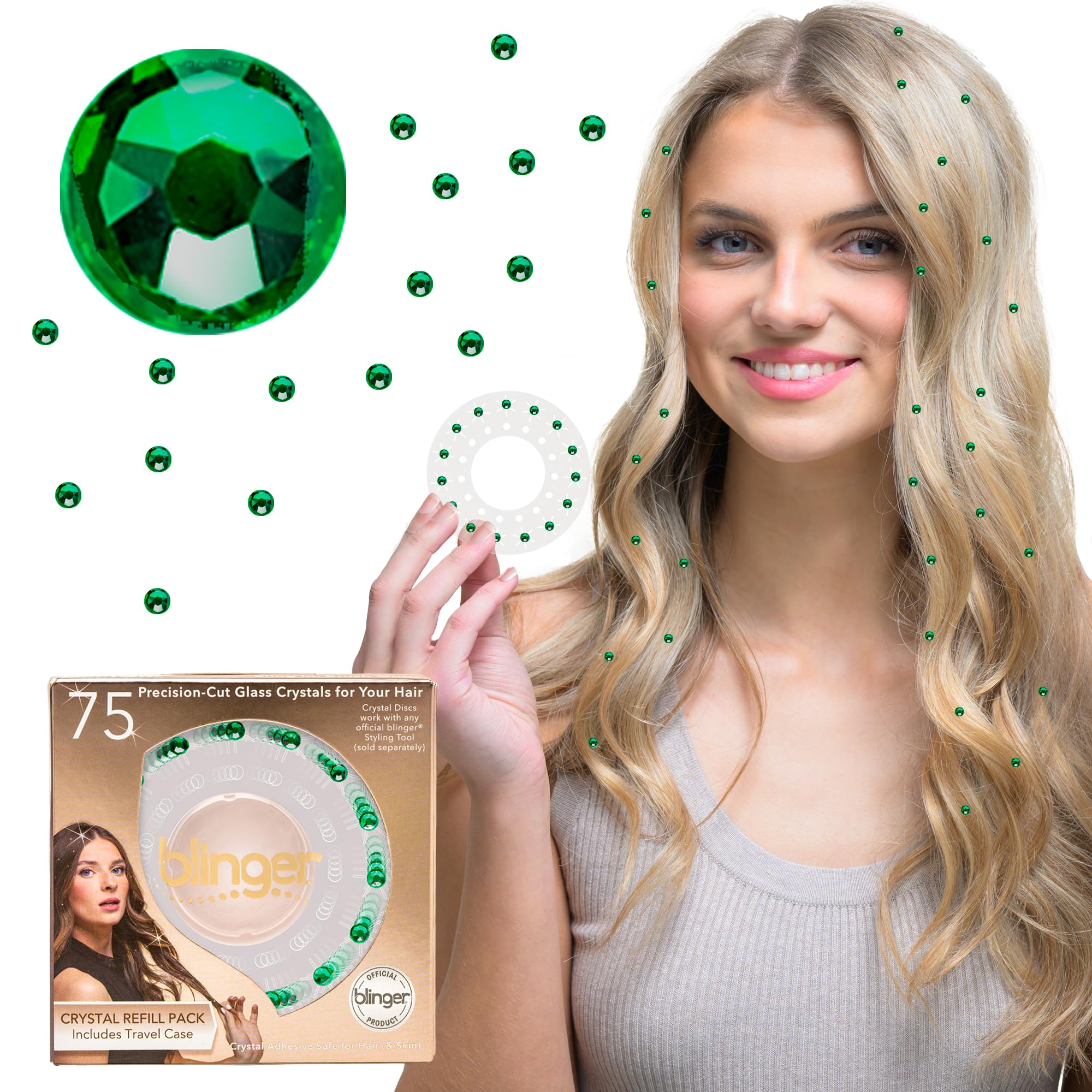 Cristales de vidrio para el cabello blinger Glimmer con 5 discos adhesivos 8