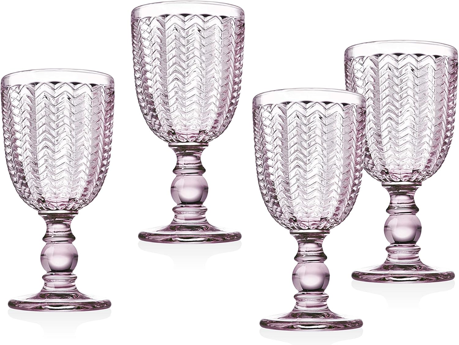 Godinger Red Wine Glass, Wine Glass, Stem Glass, Goblet Beverage Glass Cup – Rose Pink – 10oz, Set of 4