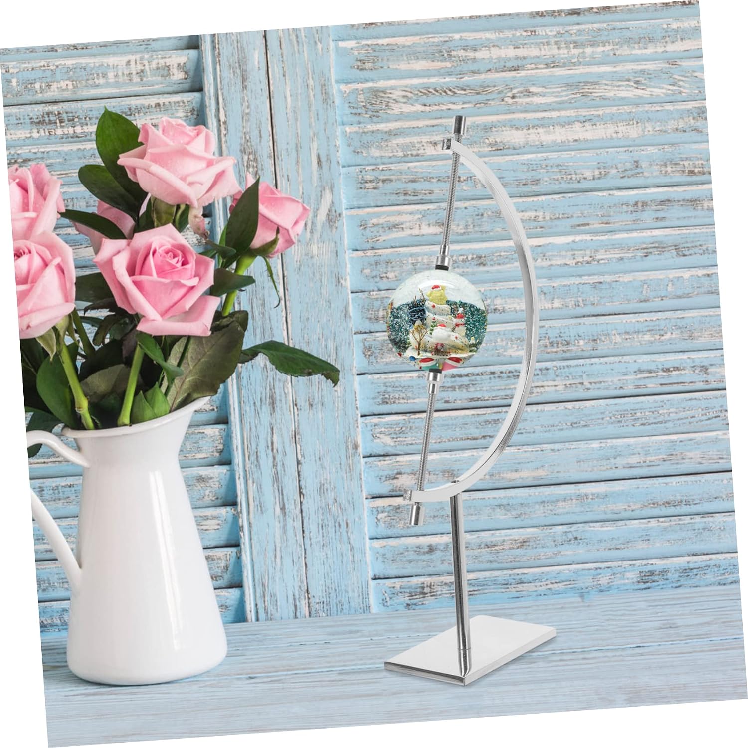 Ipetboom Adjustable Metal Crystal Ball Display Stand Xmas Silver Medium
