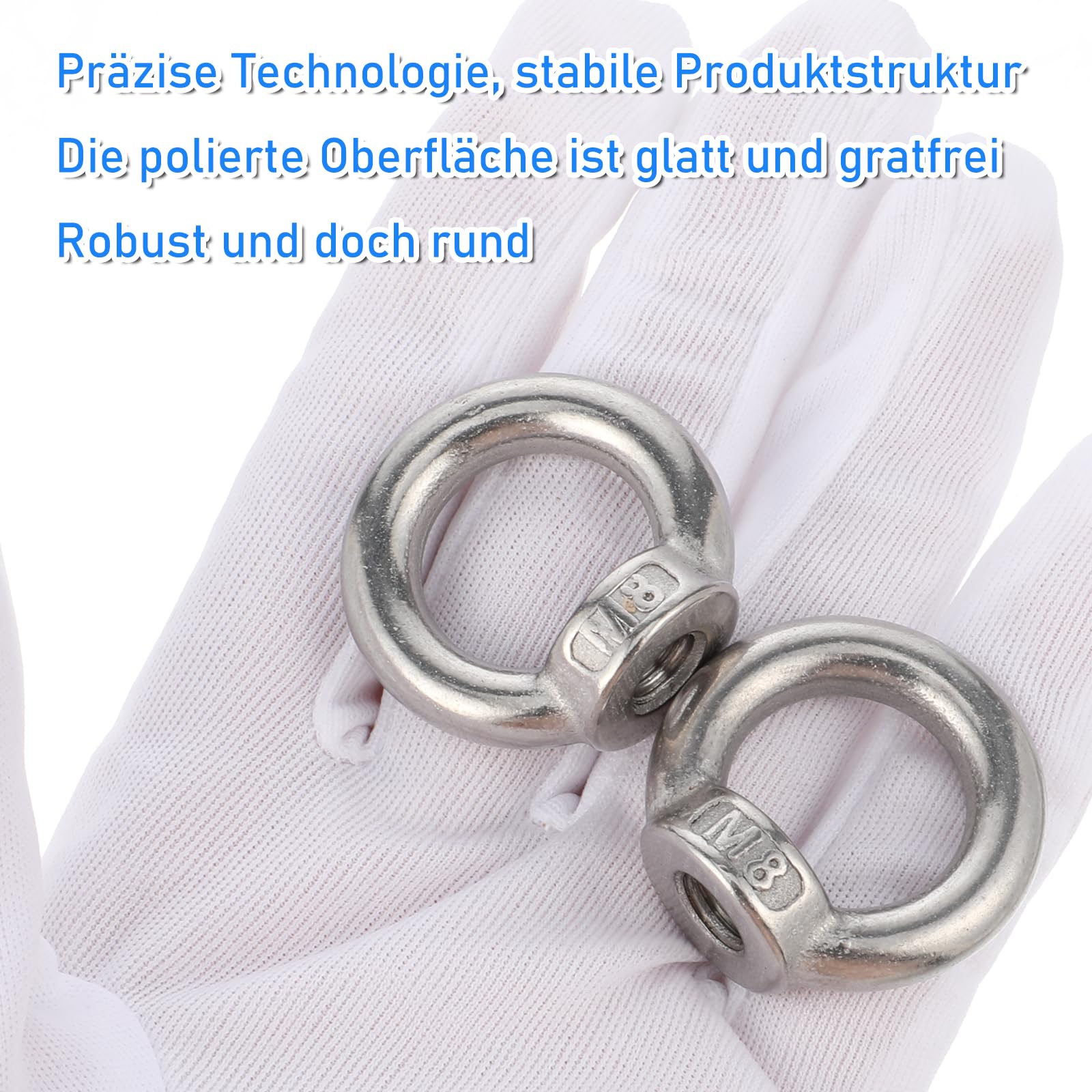 5 tuercas anulares M8, 304 de acero inoxidable 304, tuerca de ojal, ojales anulares, tuercas anulares, tornillos de anillo, perno de ojo para accesorios de elevación