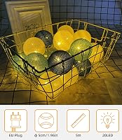 DeepDream LED Fényfüzér Pamutgolyókkal 5m 20 LED Kék Színű Hálózati Adapter Gyerekszoba Dekoráció Party Esküvő 3