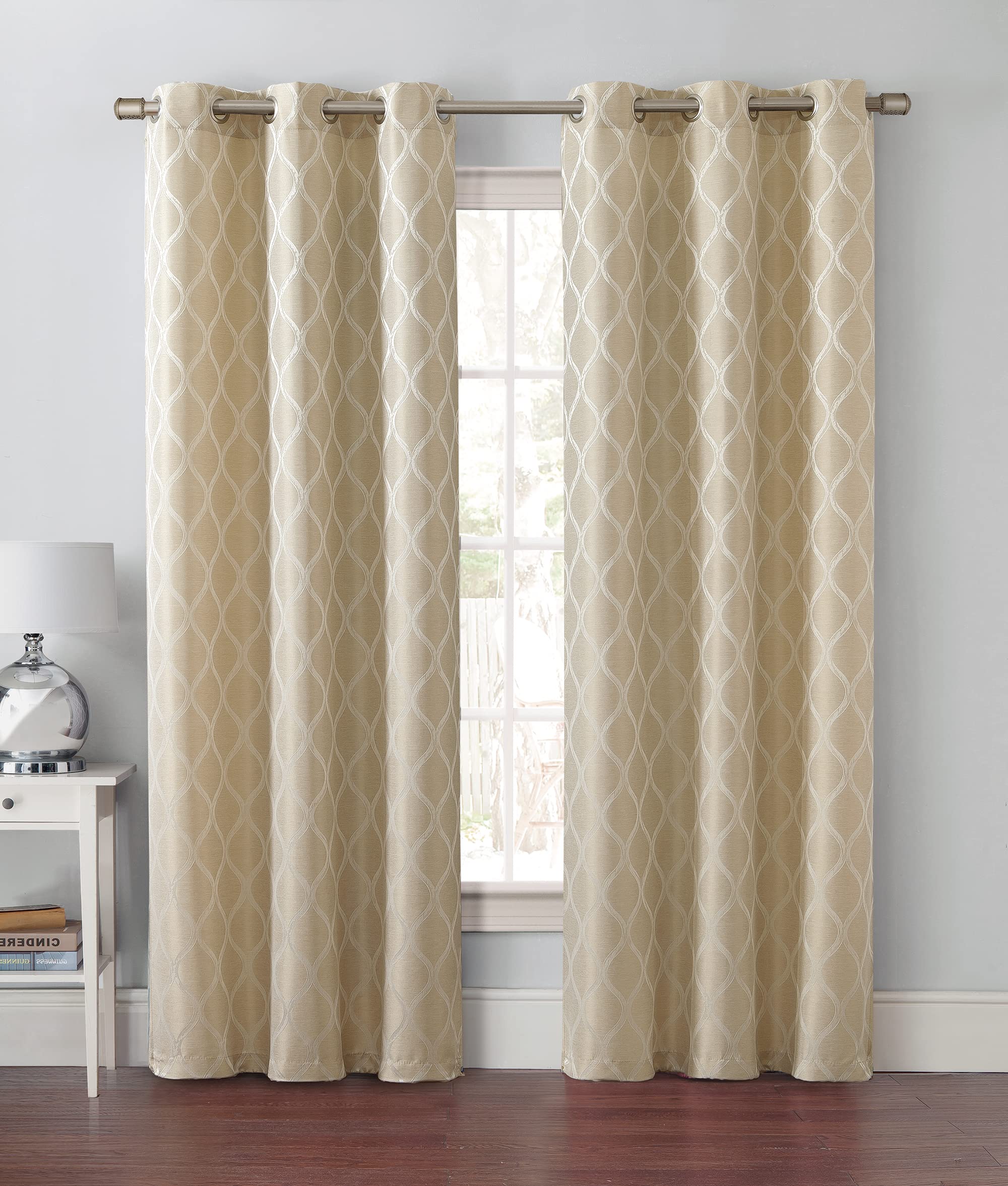 VCNY HomeMercer Collection | Blackout Curtains, Elegant Trellis Curtain Panel, Blocks Outside Light & Reduces Noise, Taupe, 38" x 84"