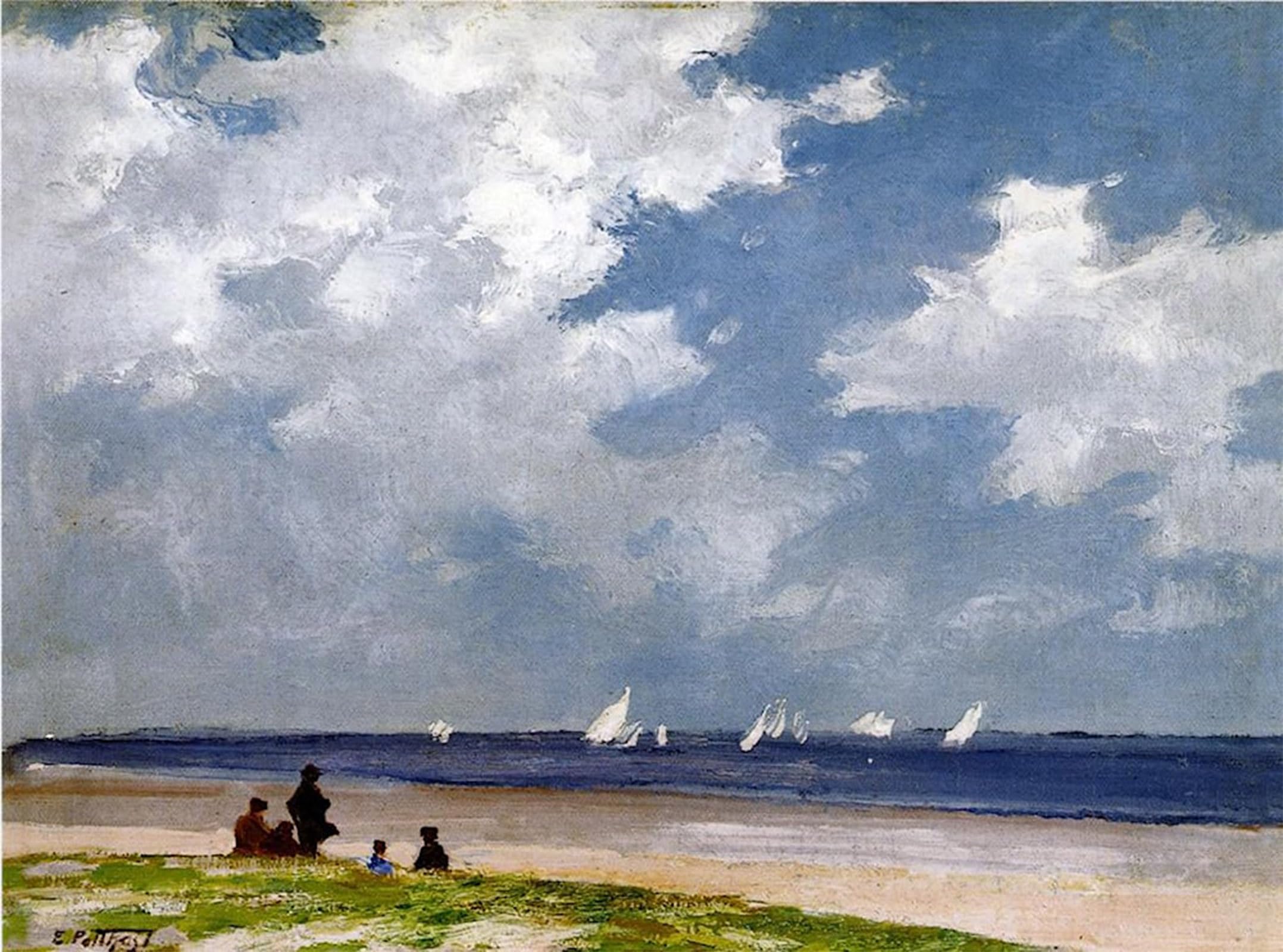 ARTXLXXBN Famous Print Painting Colorful Art Print Sailboats off Far Rockaway by Edward Potthast Canvas Art Decorations for Home Decor 60x90cm