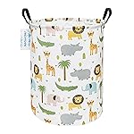 LANGYASHAN Laundry Basket Canvas Fabric Collapsible Organizer Basket for Storage Bin Toy Bins Gift Baskets Bedroom Clothes Children Nursery Hamper (Animal)