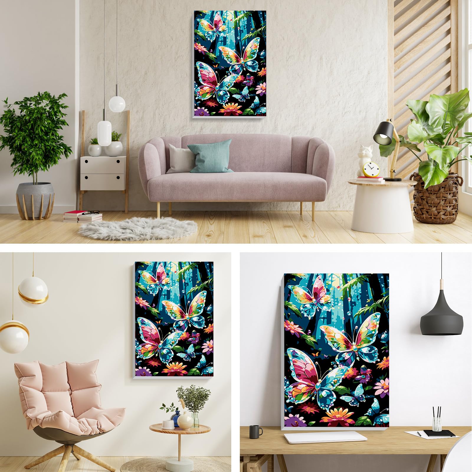 RICUVED Pittura Con I Numeri Fiore 20x30 Cm | Kit Completo Per Adulti E Principianti Con Tela, Colori E Pennelli | Regalo Creativo Antistress