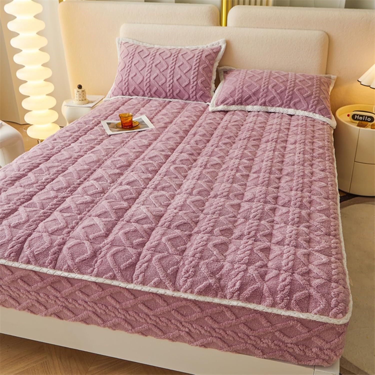 Wrinkle LightResistant Deep Fitted Sheet for Queen Size Beds, Winter