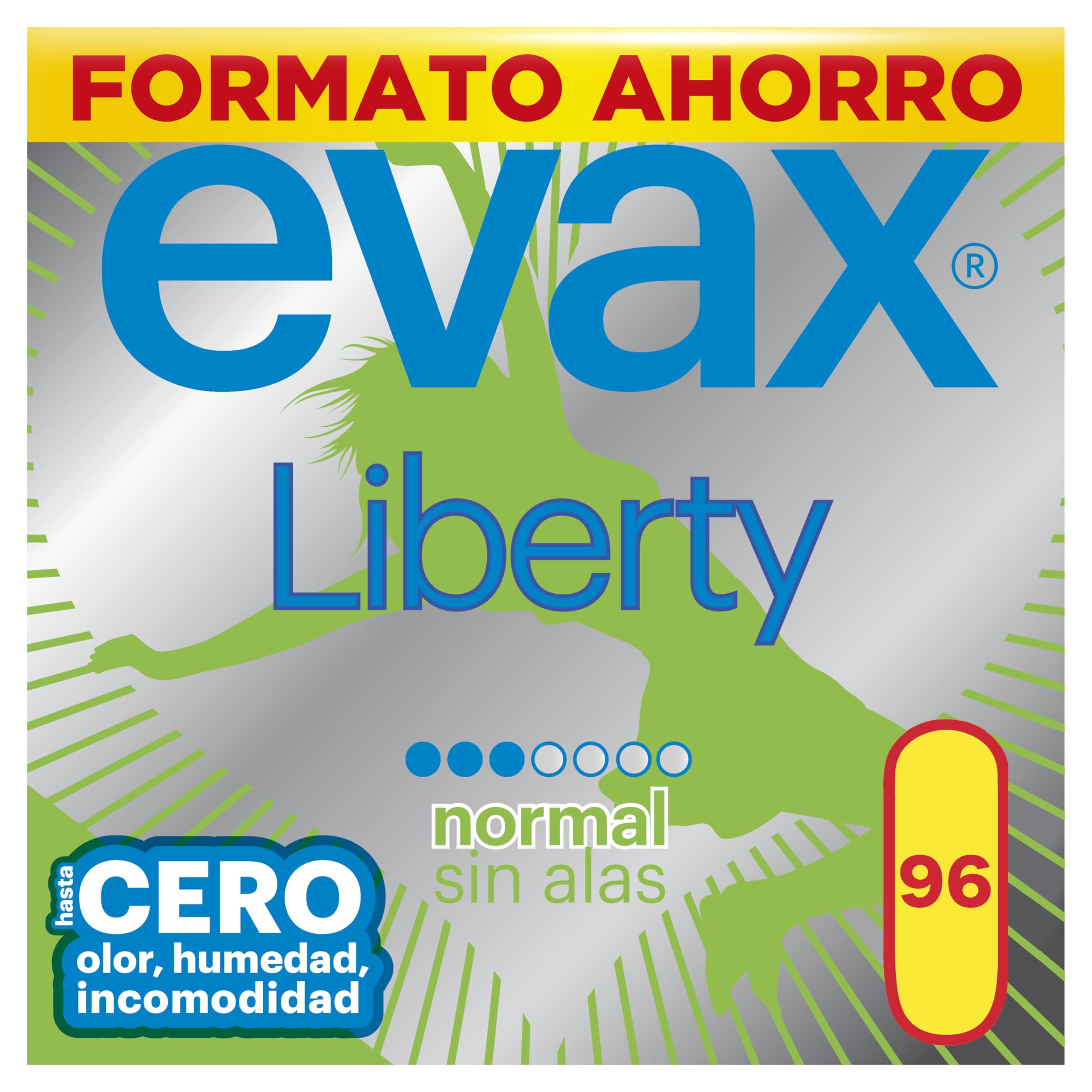 Evax Liberty Normal Compresas Sin Alas, 96 unidades, No Notarás Que Las Llevas