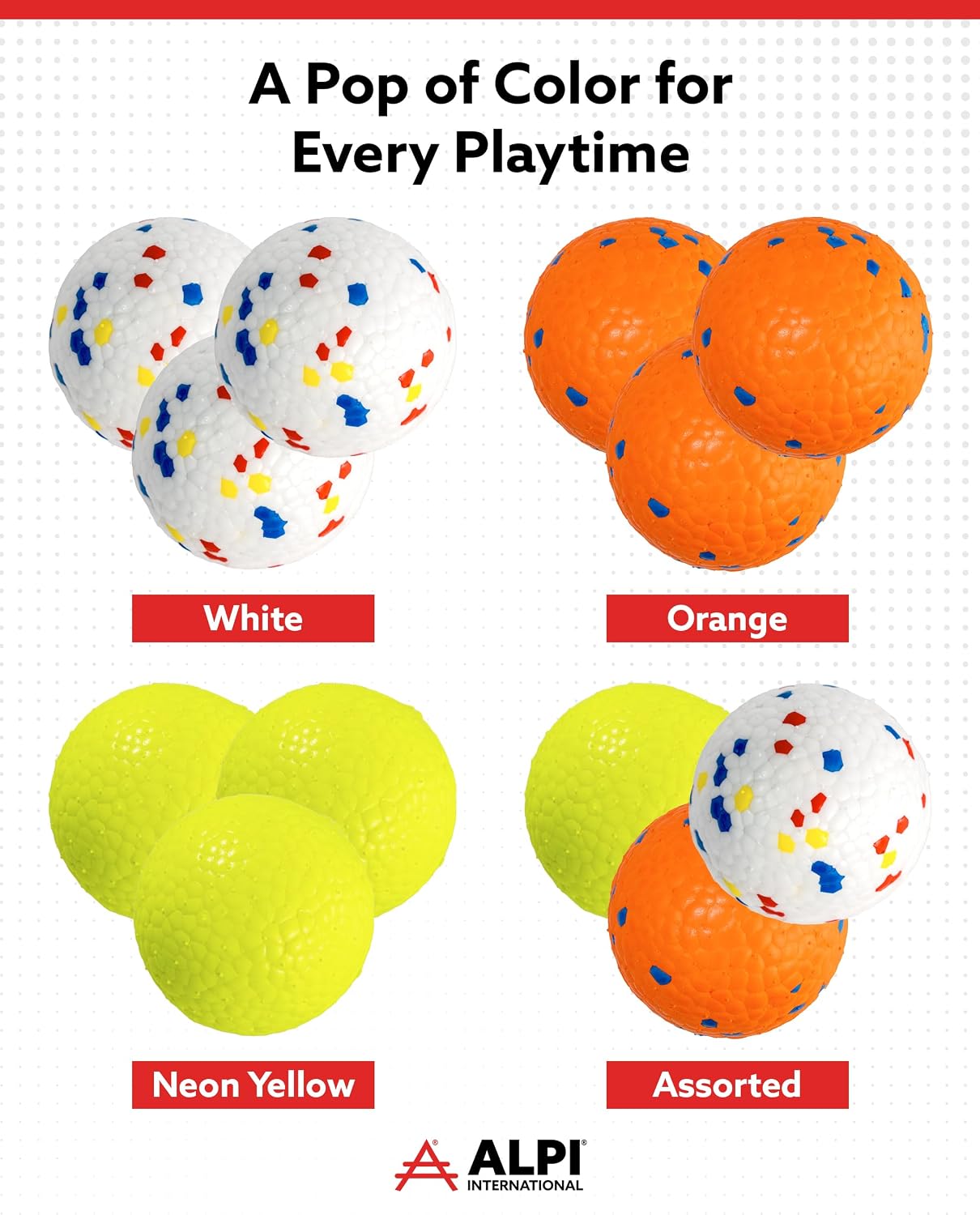 ALPI Chomp Ball - Durable Chew Toys for Dogs & Other Pets - Stimulating Dog Toys for Aggressive Chewers - Soft Dog Chews - 3-Pack, Orange