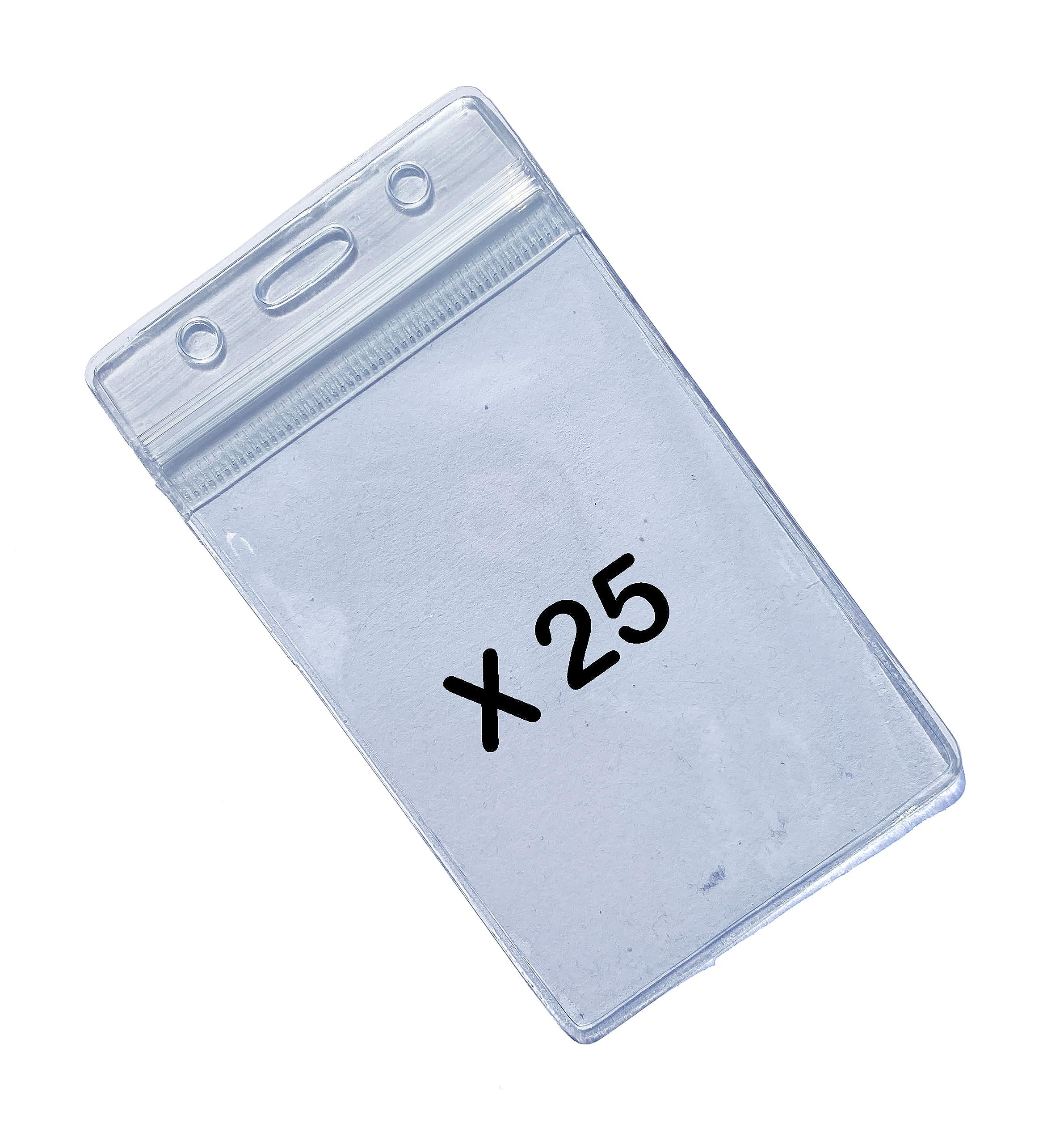 Quantum Leap Grip Seal Vertical Portrait Clear ID Badge Card Holders Plastic Pocket Pouches (ID Portrait x 25)