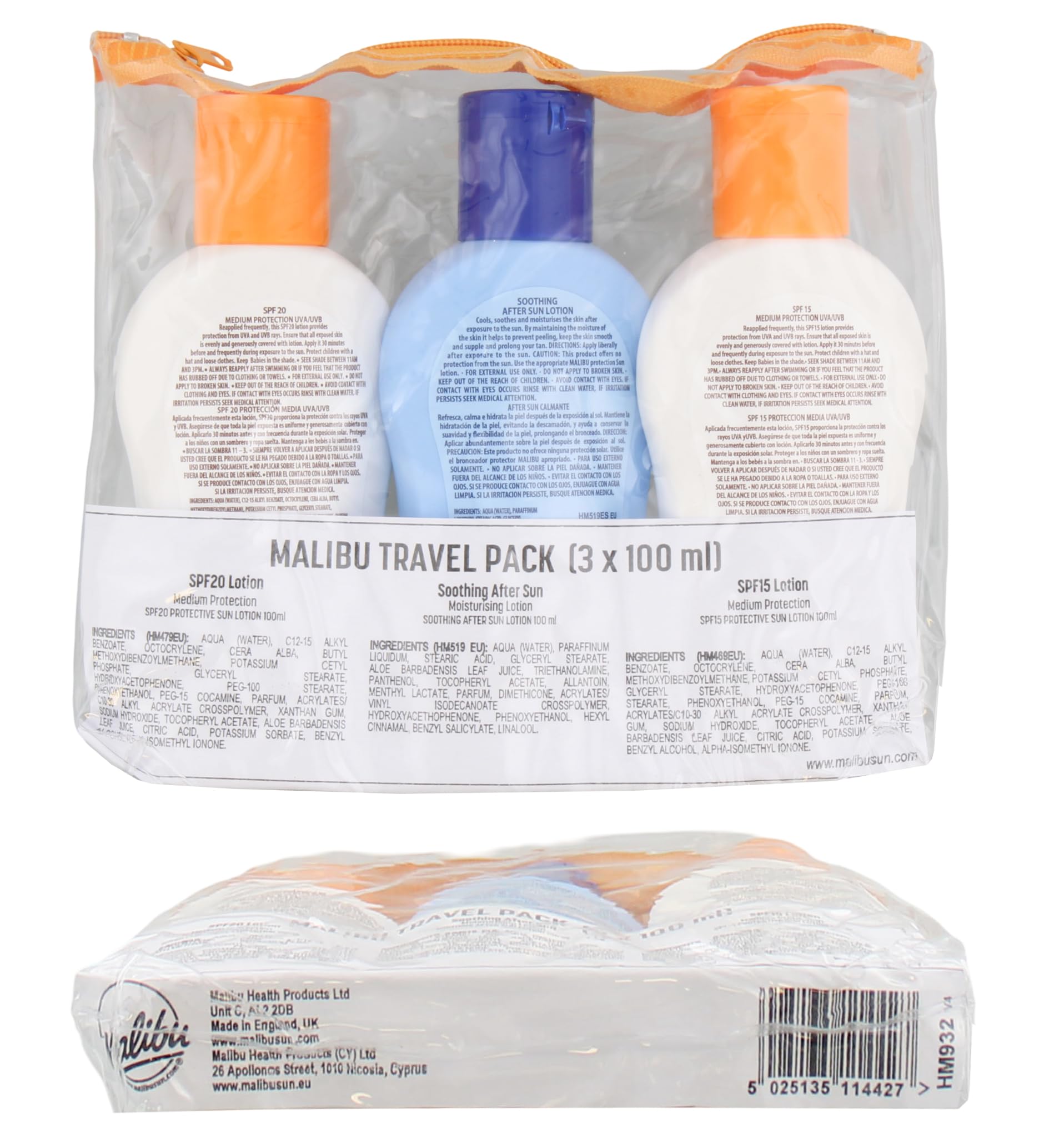 Malibu Travel Pack 3 x Zonnebrand Lotion - SPF 15 - SPF 20 - Aftersun – Ansicht 2