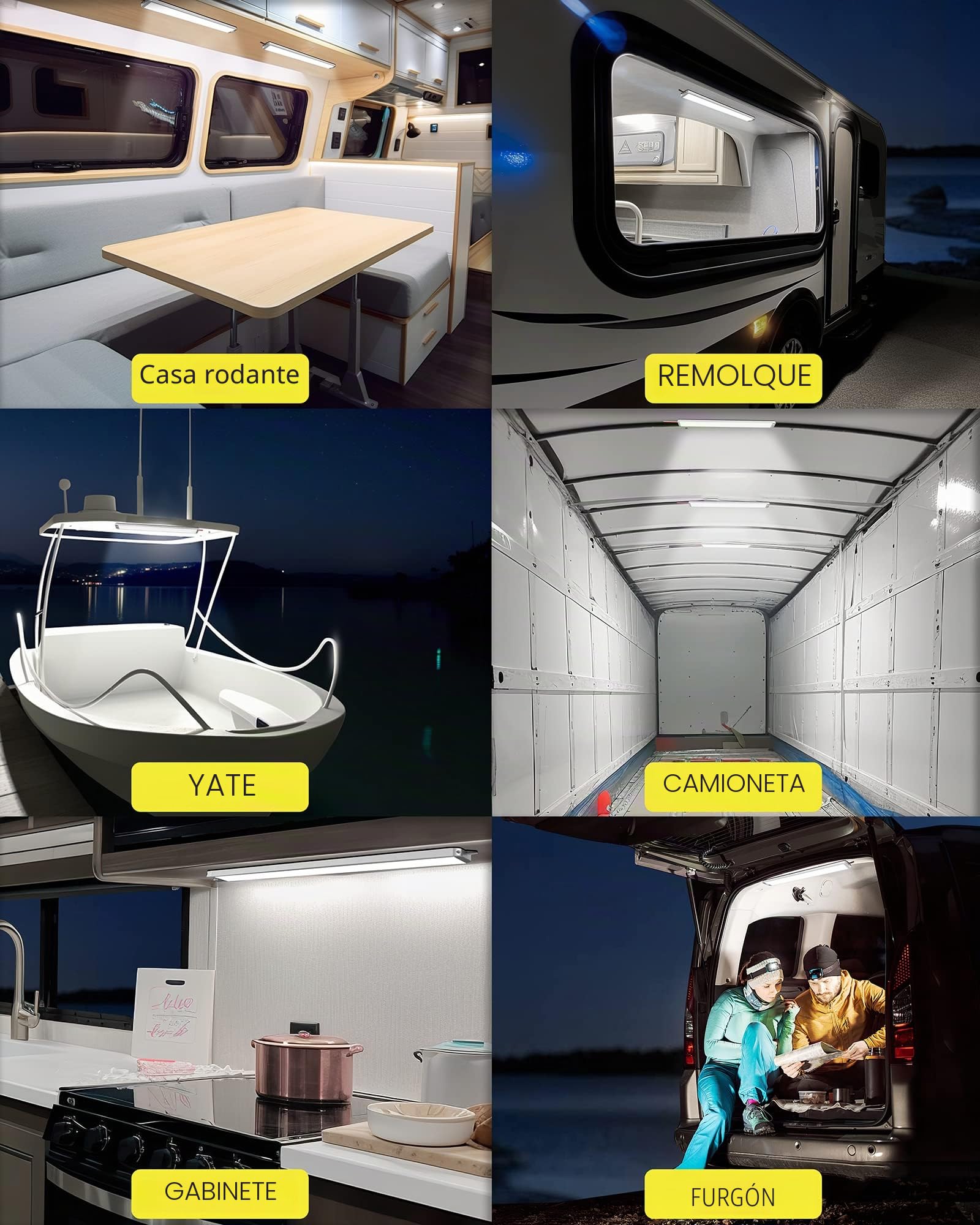 MERTTURM Luce LED Coche Interior 12V, 1000LM Super Brillante Barra LED Iluminación Auto 12-85 Voltios con Interruptor, 228LED Blanco Tubo Lámpara de Coches para Caravana RV Barco Camper Vehículo, 4pcs