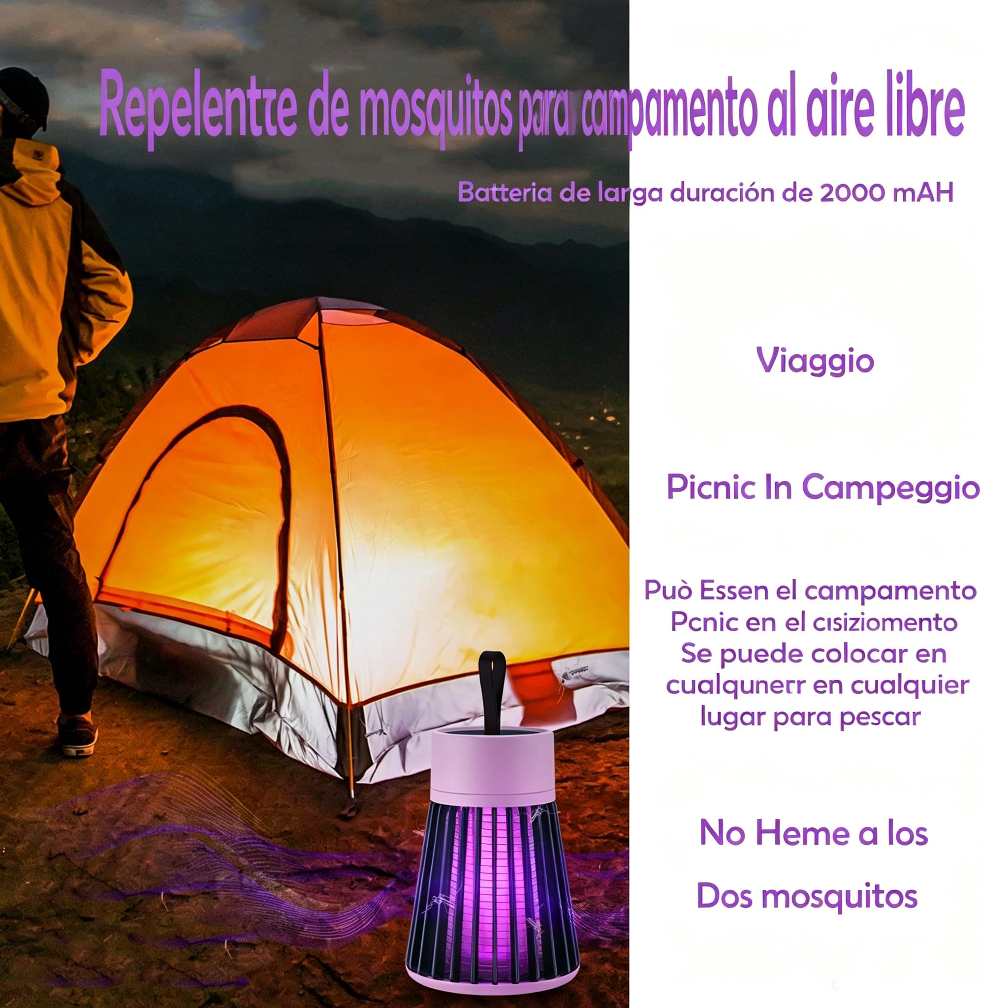 Zapfie Antimosquitos, LáMparas Antimosquitos Recargable USB Antimosquitos para Camping, Adecuado para Acampar Al Aire Libre, para El Dormitorio Y para La Sala De Estar; Apto para Todos (2pcs)