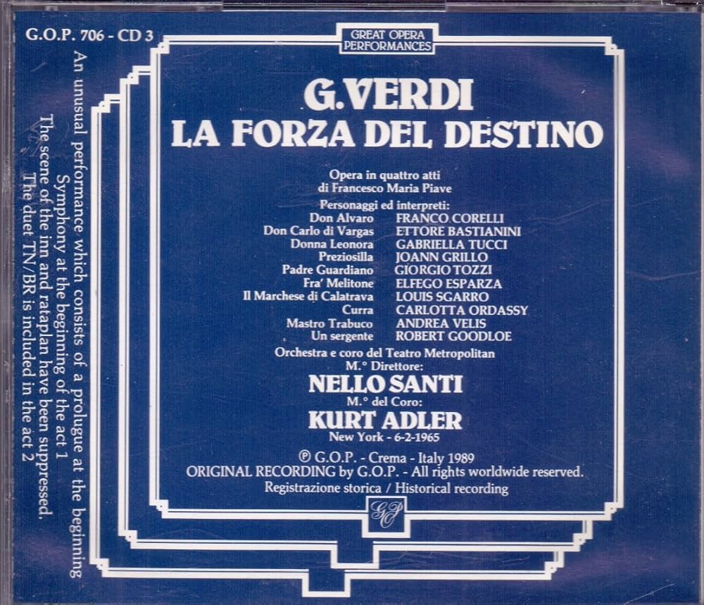 Amazon.com: Giuseppe Verdi: La Forza Del Destino [New York