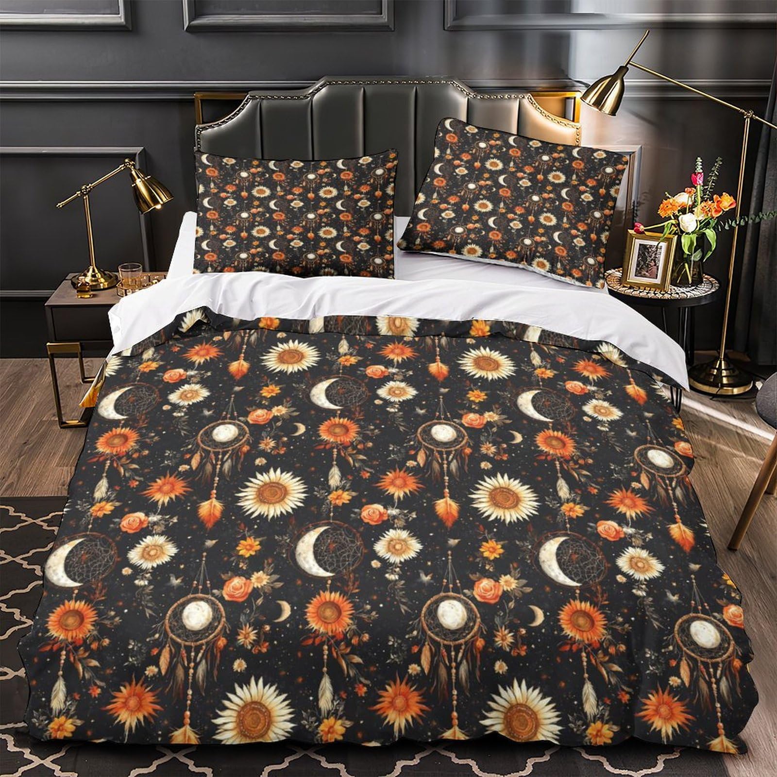 Parure de lit libellule 200x200 cm avec housse de couette imprimée 3D et taies