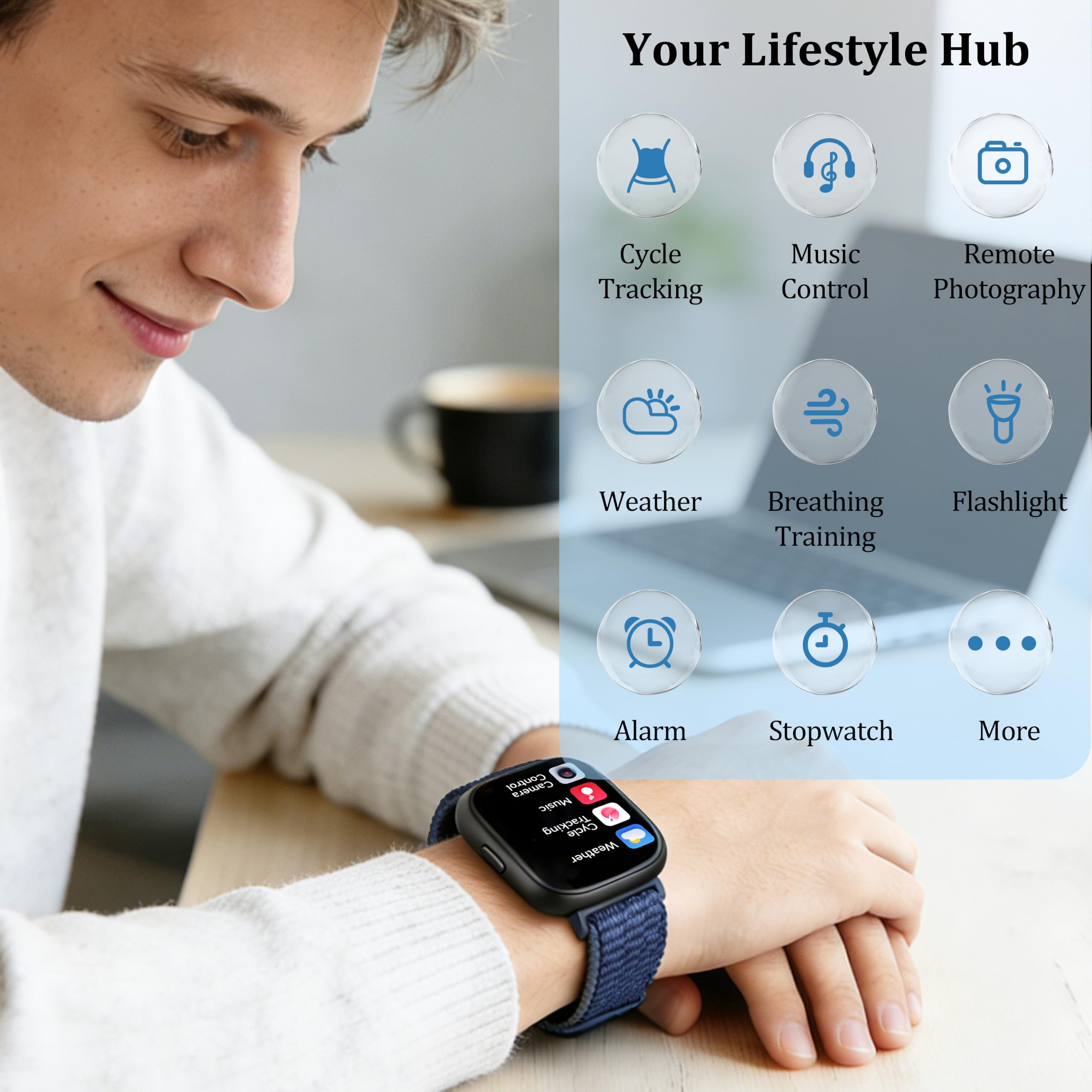 Smart Watch per donne e uomini, smartwatch 2026 [2 cinturini, cassa da 44 mm], orologio fitness tracker da 1,8 pollici Alexa integrato, per fare e rispondere alle chiamate, monitoraggio dello stress
