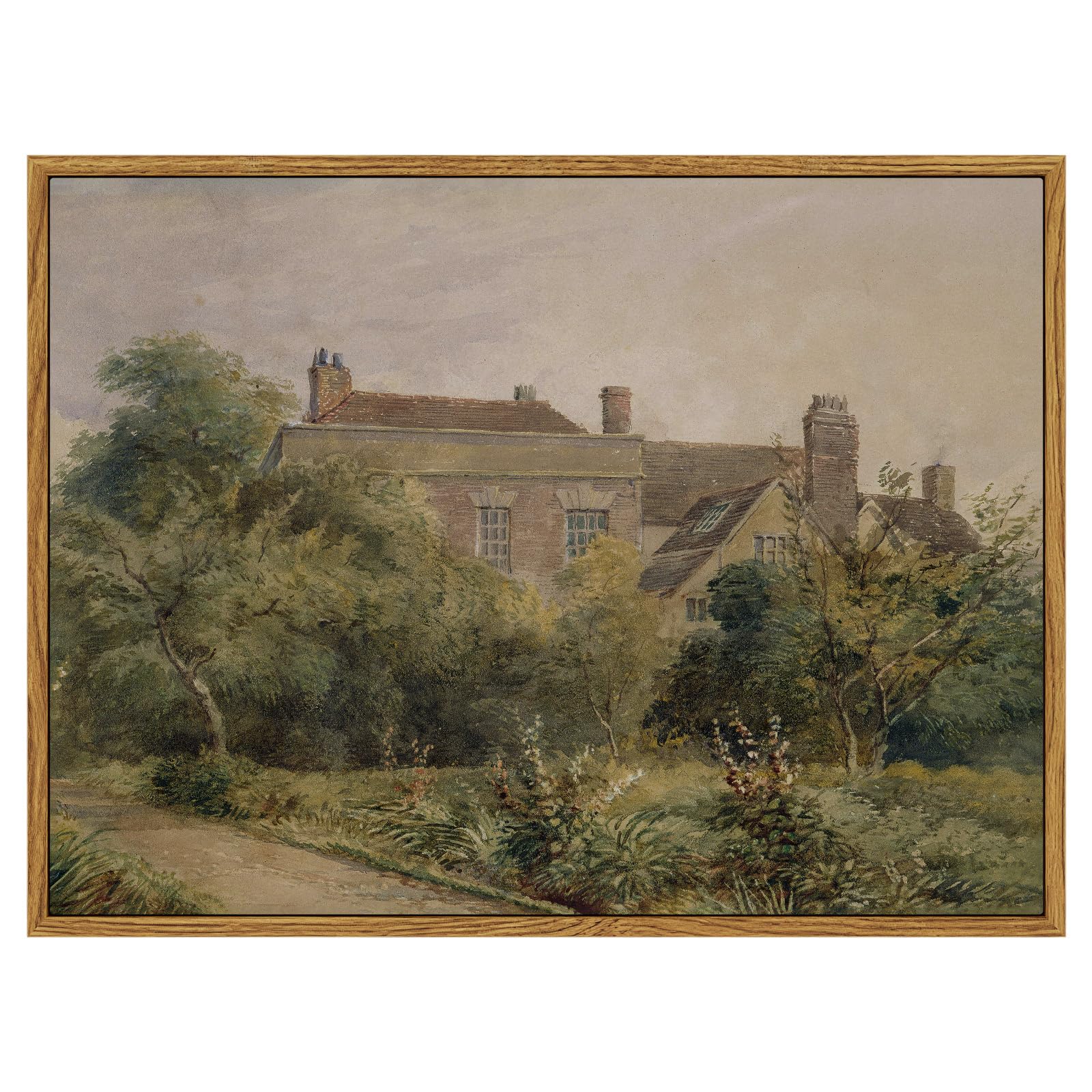 InSimSea Framed Canvas Wall Art Vintage Decor, Home Decor Classical Scenery Landscape Watercolor Paintings Canvas Prints, Wall Decorations for Living Room Farmhouse Bathroom Decor, 12"x16"