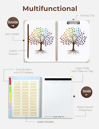 Miniatura 2 de Mymazn Portapapeles con almacenamiento, portapapeles con bloc de notas recargable de 11 x 8.5 pulgadas, 5 carpetas adicionales con 10 bolsillos para
