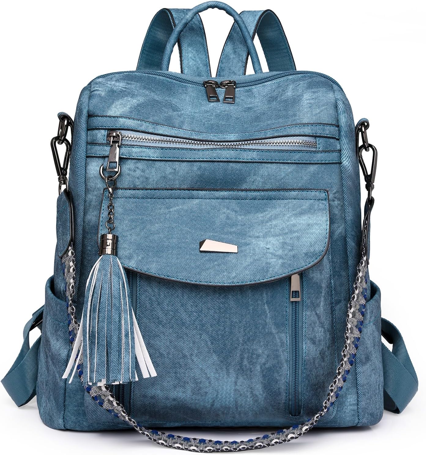 GAEKEAO Backpack Purse for Women Fashion Designer Ladies PU Leather Shoulder Bag Convertible Handbags for Travel Daily Use College Blue