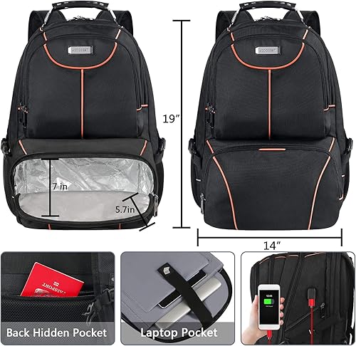 Miniatura 6 de Bolsa de almuerzo, mochila térmica térmica térmica, mochila extra grande para laptop de viaje, compatible con TSA, RFID duradera, para computadora,