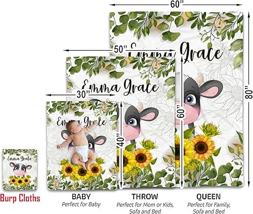 Miniatura 9 de Kingdora Manta personalizada con estampado animal de girasol y bosque floral para niña