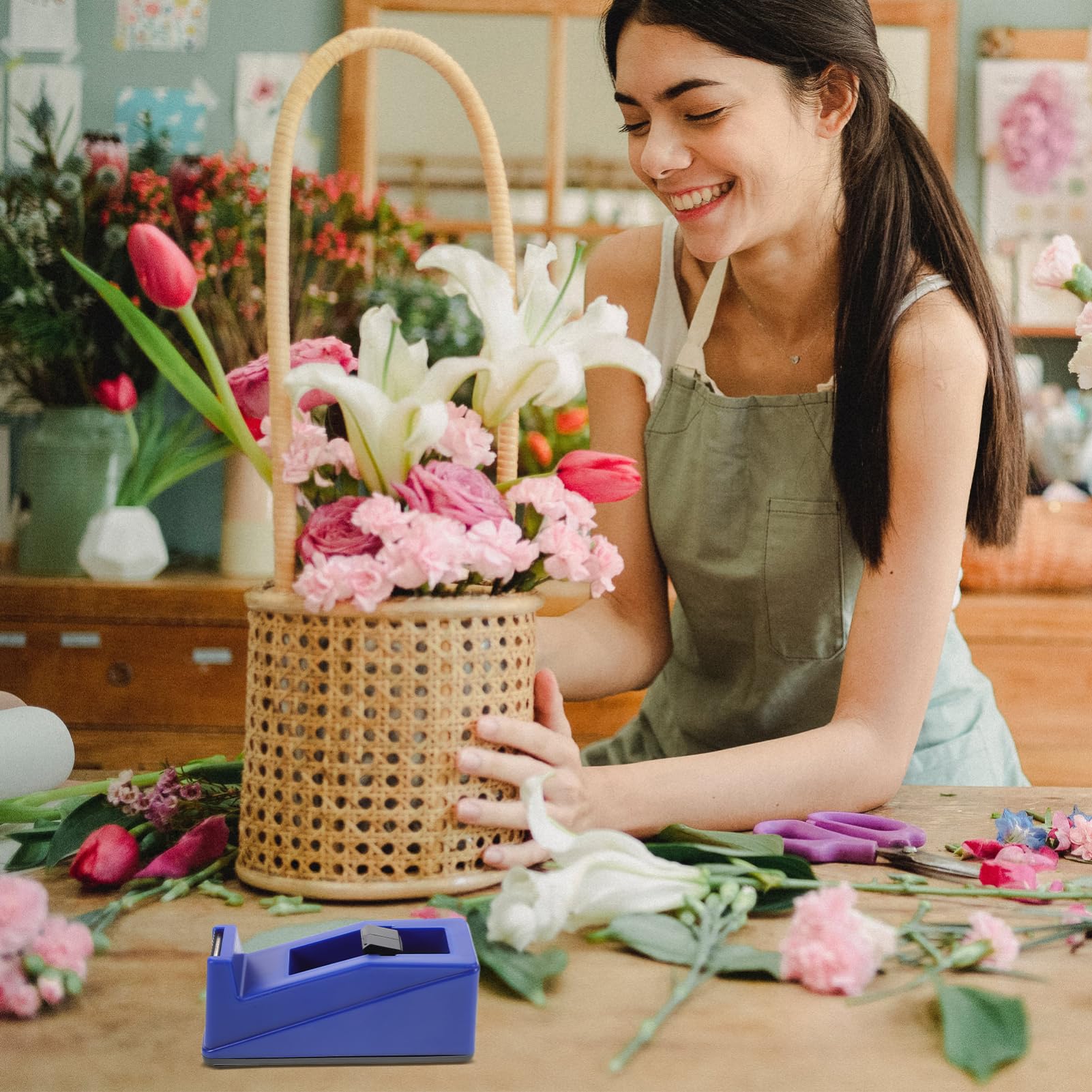 Operitacx 3 Sätze Blumen Verpackungsset Klebebandspender für Diy Blumensträuße Einschließlich Gummisitz Klein und Blumenwickel Tapes Zufällige Farbe
