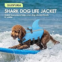 Vista 7 de SUNFURA Chaleco salvavidas para perros de tiburón, chaleco salvavidas ajustable con alta flotabilidad, salvavidas de seguridad con asa de rescate