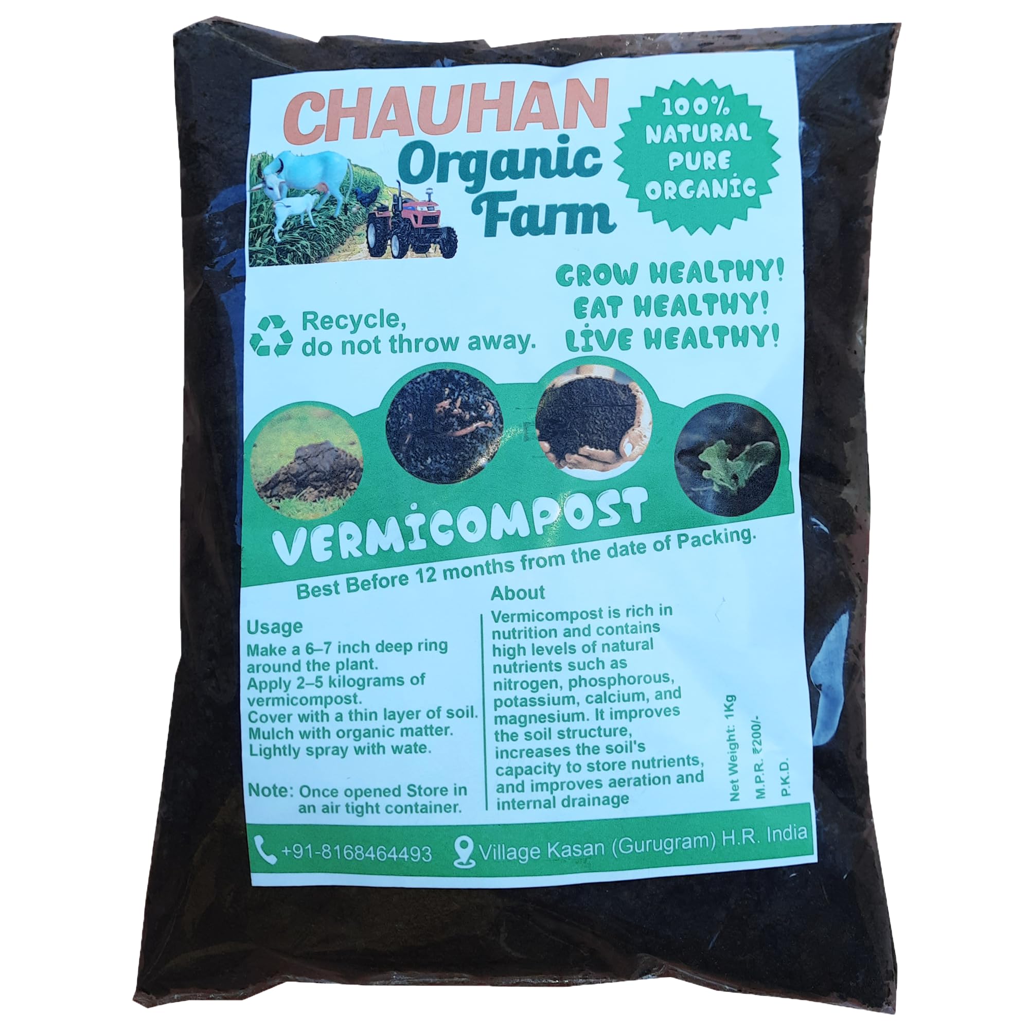 Vermicompost | 1Kg Organic Fertilizer for Natural Composting | Vermic composter | Vermi Compost Khad by Chauhan Organic Farm | Fertilizer for Fruits, Vegetables plants | Plant Food (B0CY8XGRYQ) Amazon Price History, Amazon Price Tracker