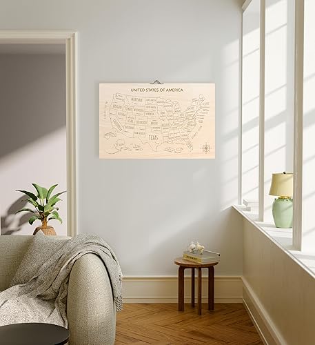 Miniatura 5 de ArtMinder Mapa de los Estados Unidos - Mapa de Estados Unidos grabado con láser para viajar, alternativa a la lista de verificación de mapa de