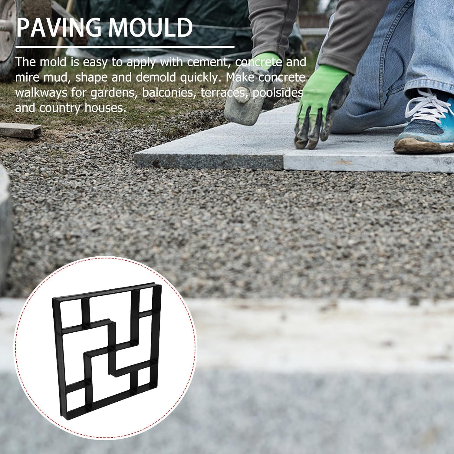 Healeved DIY Cement Floor Tile Mold Garden Path Paving Mold, Reusable Outdoor Stepping Stone Maker for Patio Walkway Landscaping, Plastic Floor Tile Mould for Home and Garden