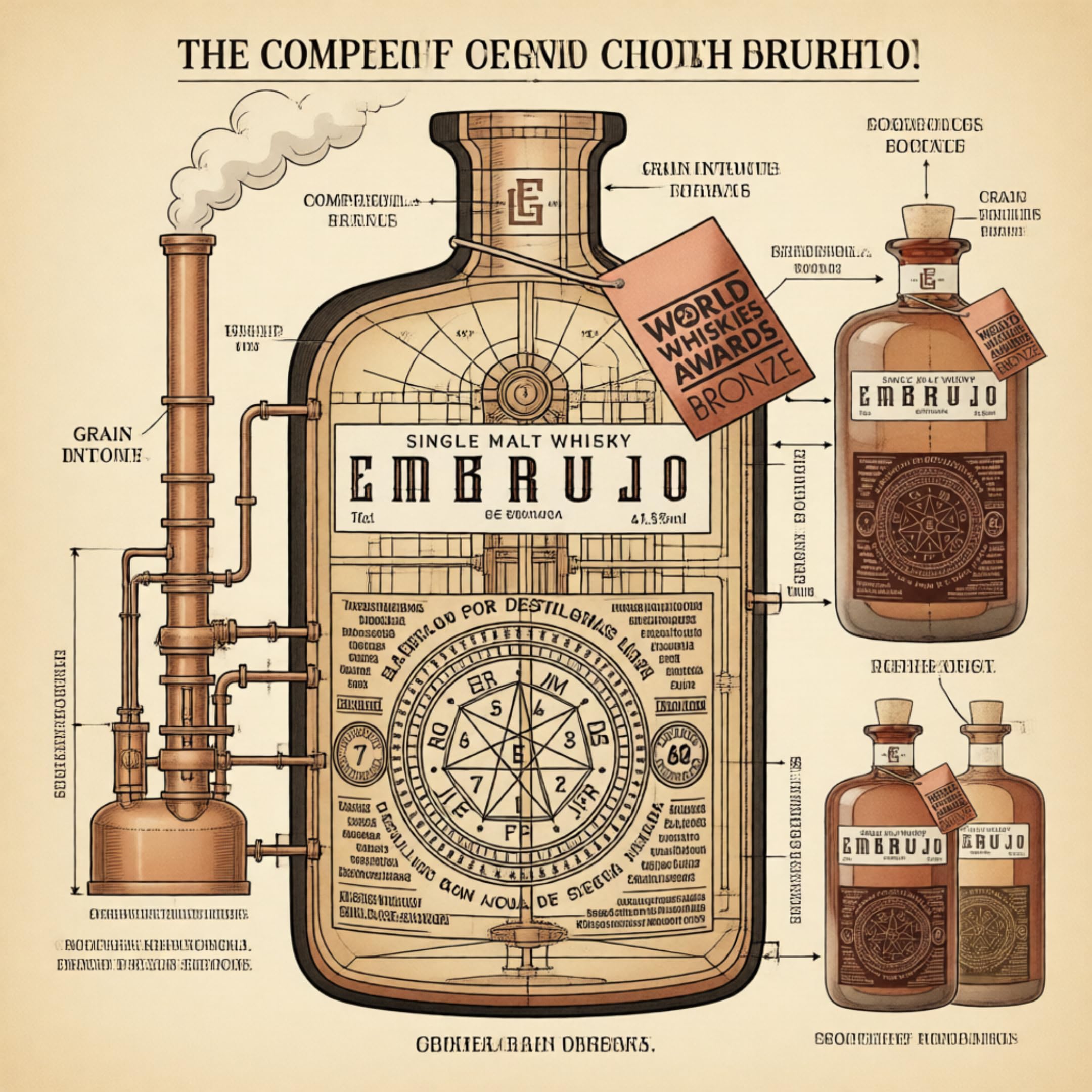 Embrujo de Granada® | Whisky Single Malt Español 9 Años | 41.5% Vol | Maduración en Barricas Pedro Ximénez | Agua de Sierra Nevada | Edición Artesanal | 70cl | Ideal para Iniciación Premium