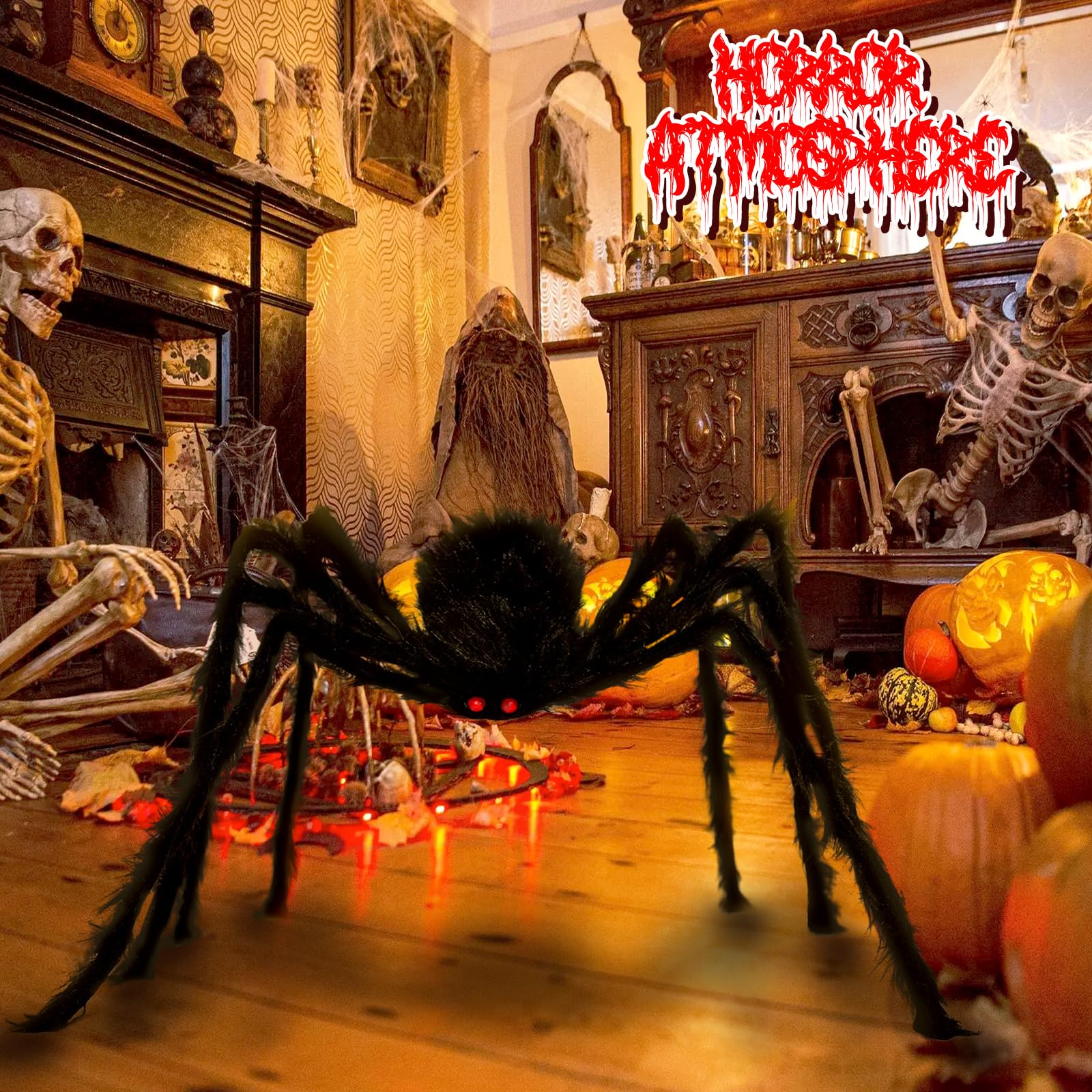 Décoration d'Halloween Ghost Head Spider, 1 araignée squelette effrayante géante, araignée à fourrure d'Halloween effrayant faux accessoires pour jardin extérieur intérieur pelouse Maison Hol | FR